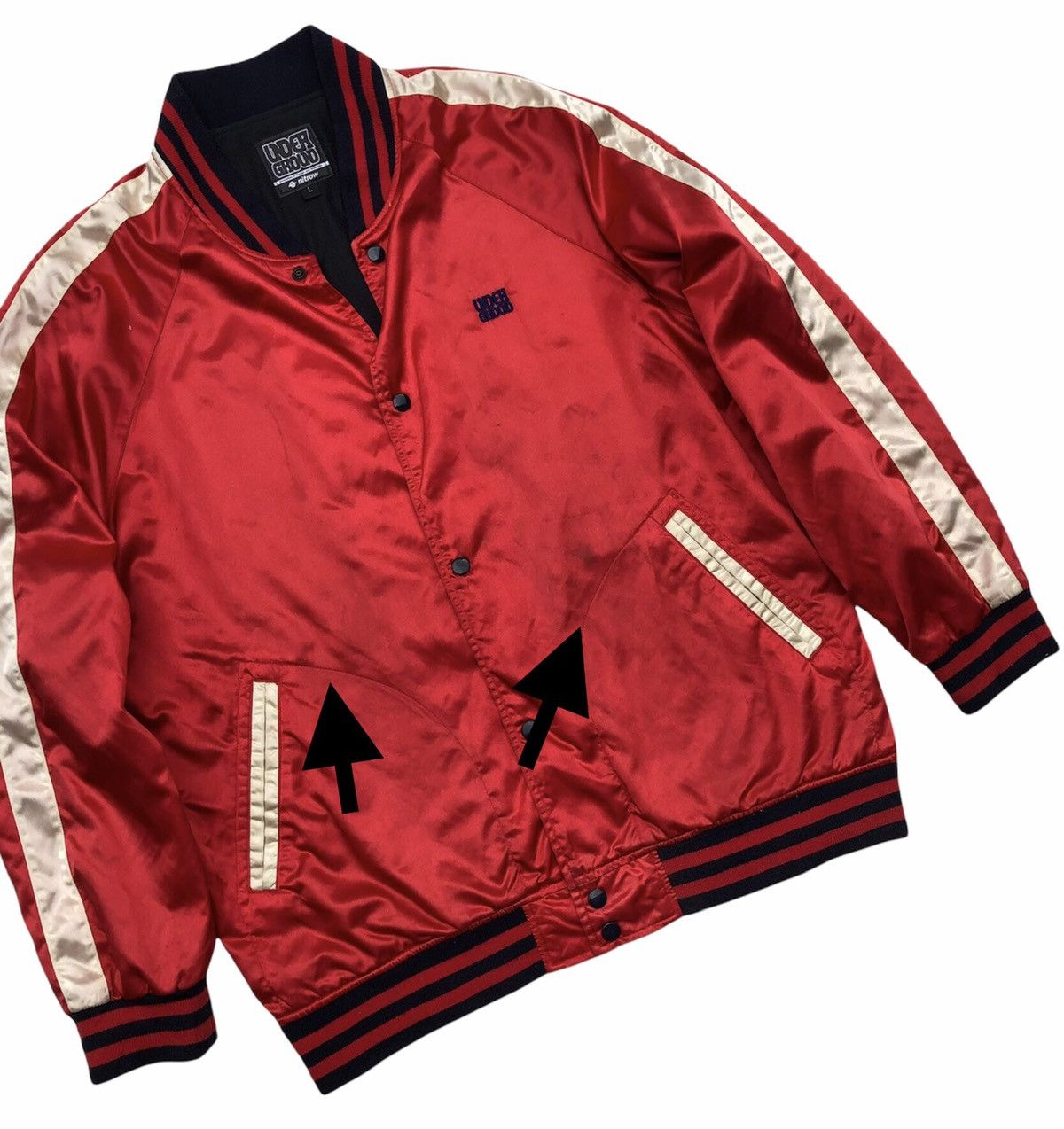 Vintage Under Ground Nitrow Varsity Satin Jacket Size US L / EU 52-54 / 3 - 15 Thumbnail