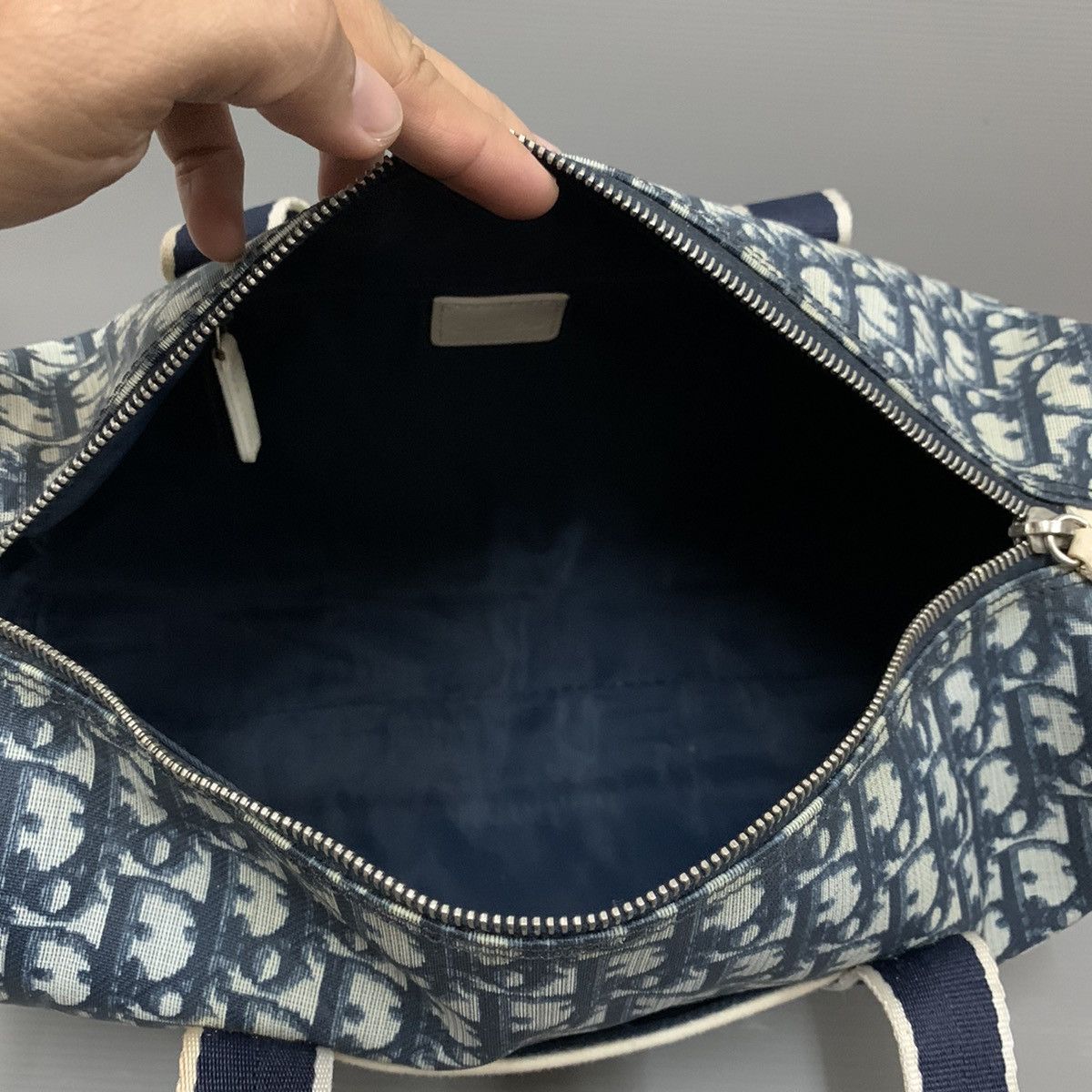 Christian Dior Monsieur Christian Dior Monogram Blue Boston Shoulder Bag Size ONE SIZE - 12 Thumbnail