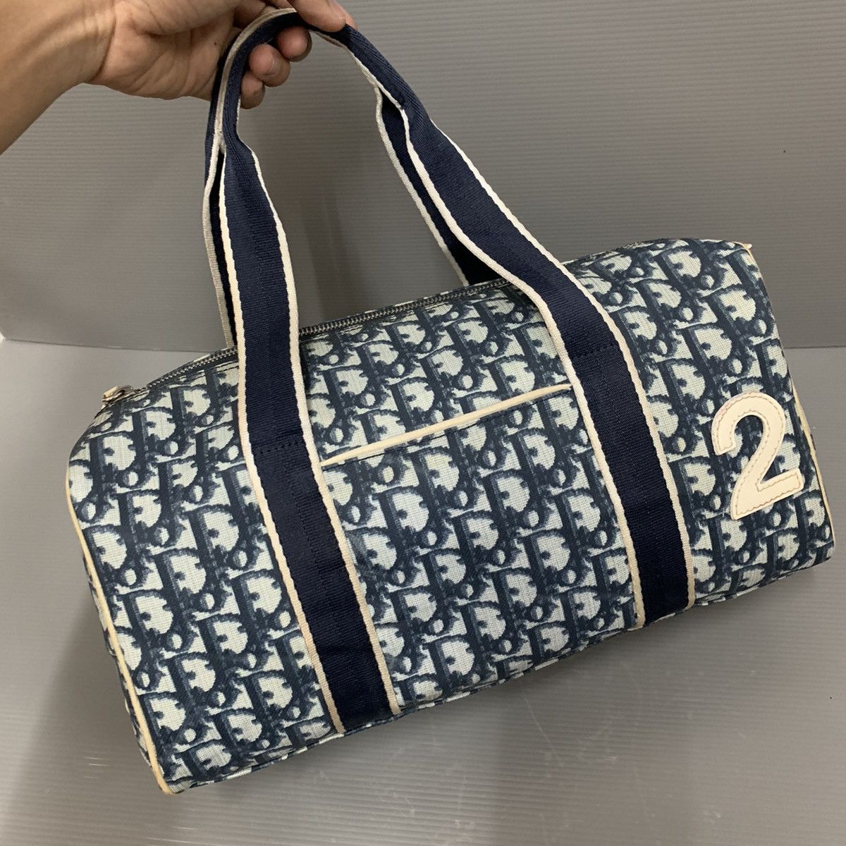 Christian Dior Monsieur Christian Dior Monogram Blue Boston Shoulder Bag Size ONE SIZE - 1 Thumbnail