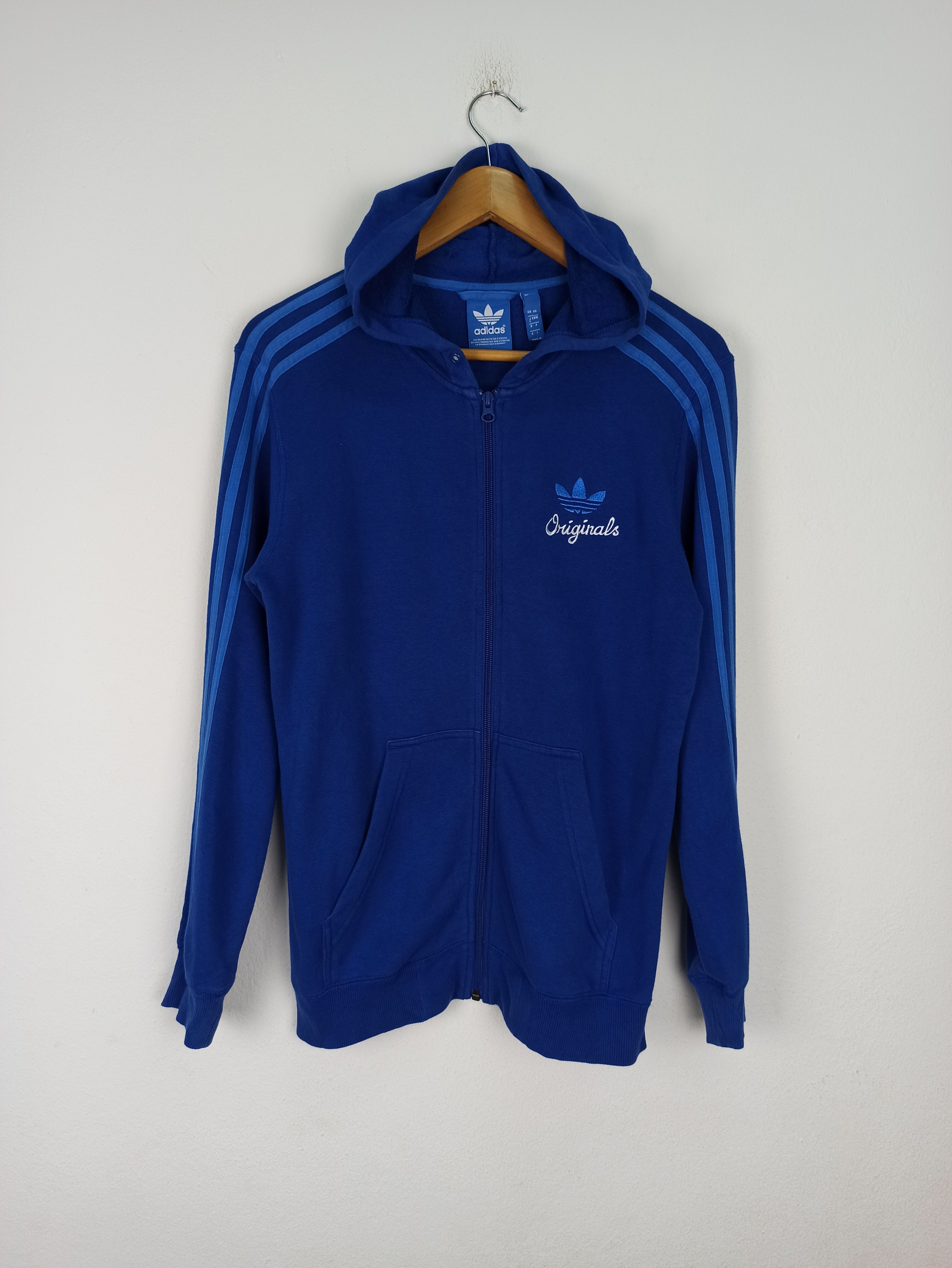 image of Vintage Adidas Originals Hoodie Sweatshirts in Blue, Men's (Size Medium)