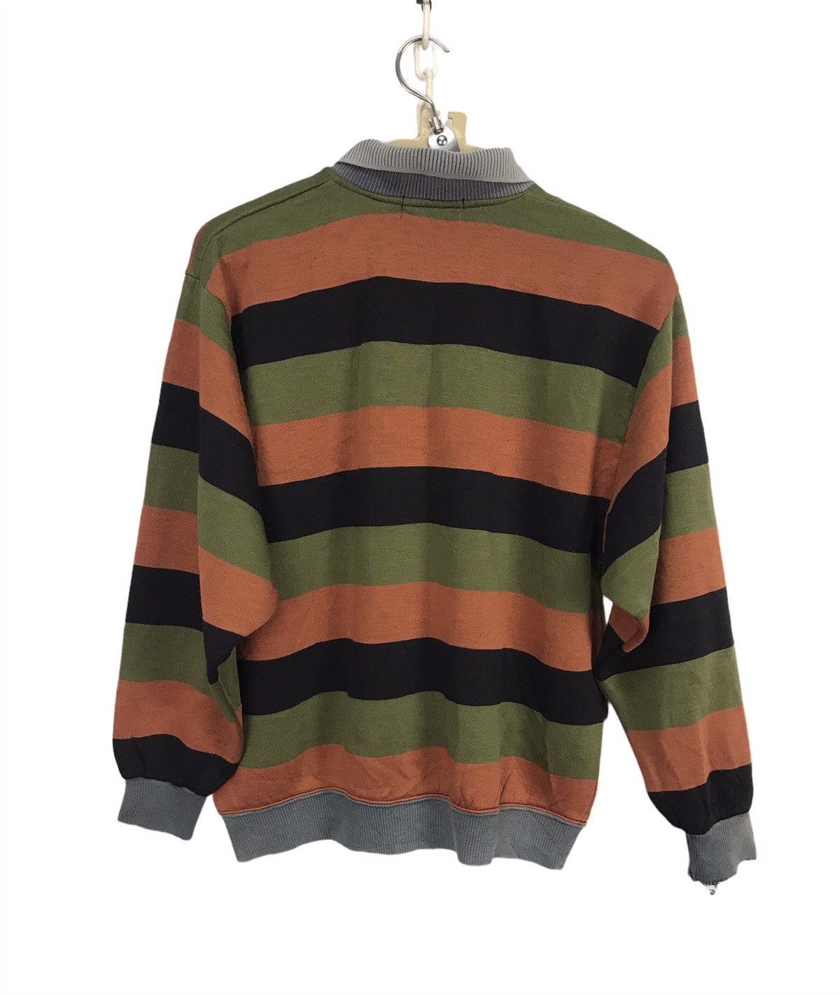 Japanese Brand Stripe polos distressed sweatshirt by groy Size M / US 6-8 / IT 42-44 - 2 Thumbnail