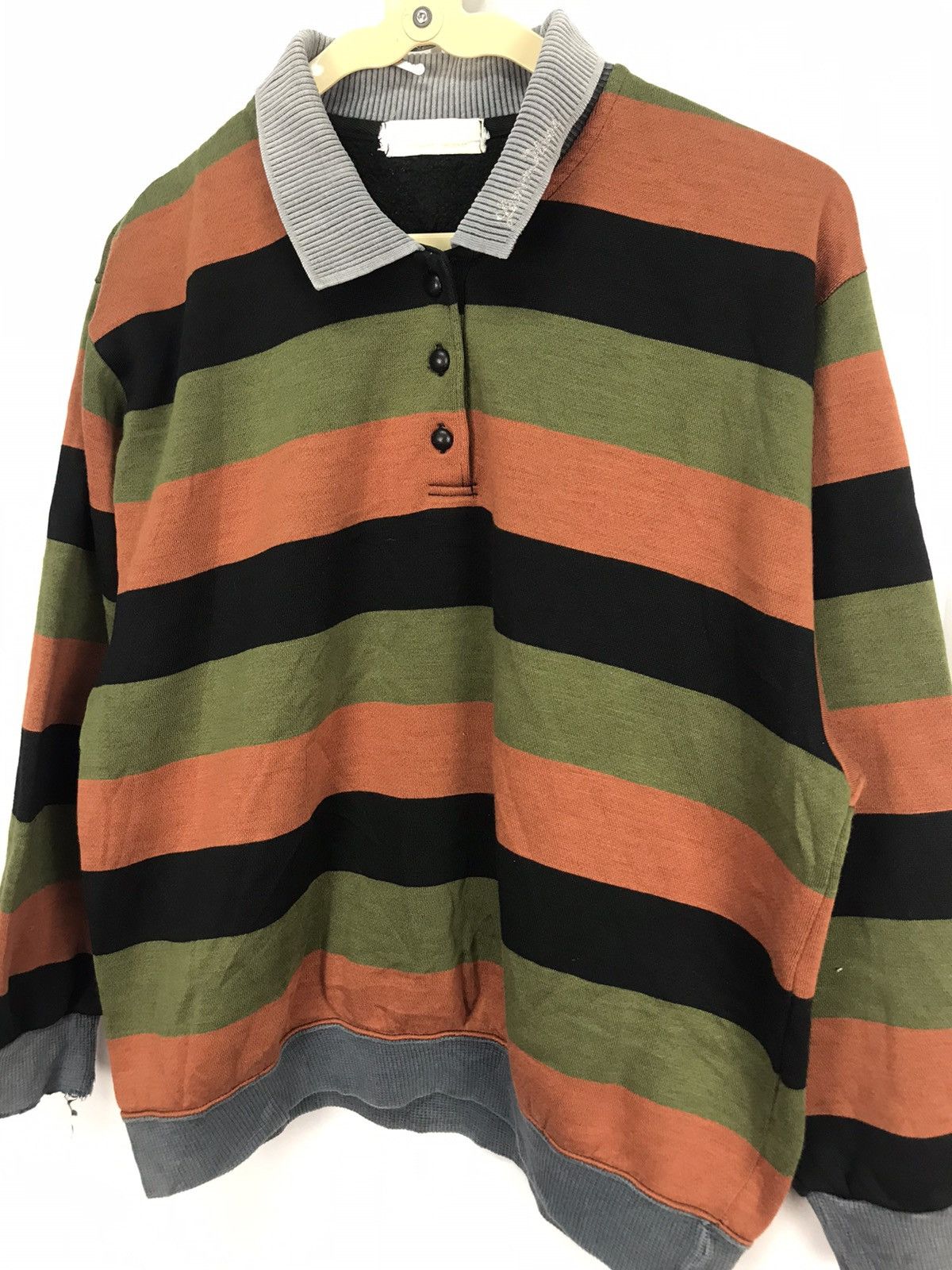 Japanese Brand Stripe polos distressed sweatshirt by groy Size M / US 6-8 / IT 42-44 - 3 Thumbnail