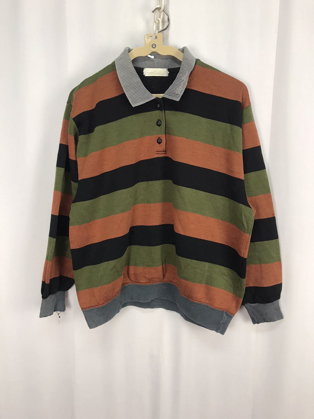 Japanese Brand Stripe polos distressed sweatshirt by groy Size M / US 6-8 / IT 42-44 - 8 Thumbnail