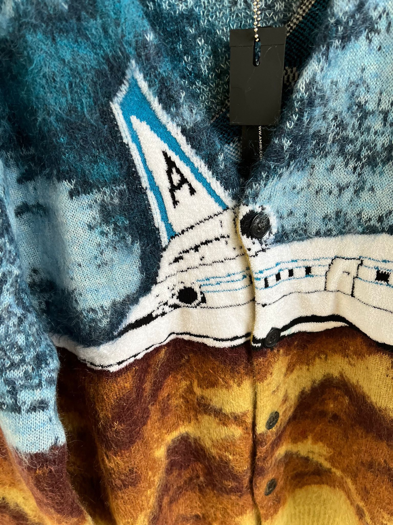 Amiri Airplane Intarsia Cardigan in Roasted Red / Dark Blue Size US L / EU 52-54 / 3 - 3 Thumbnail