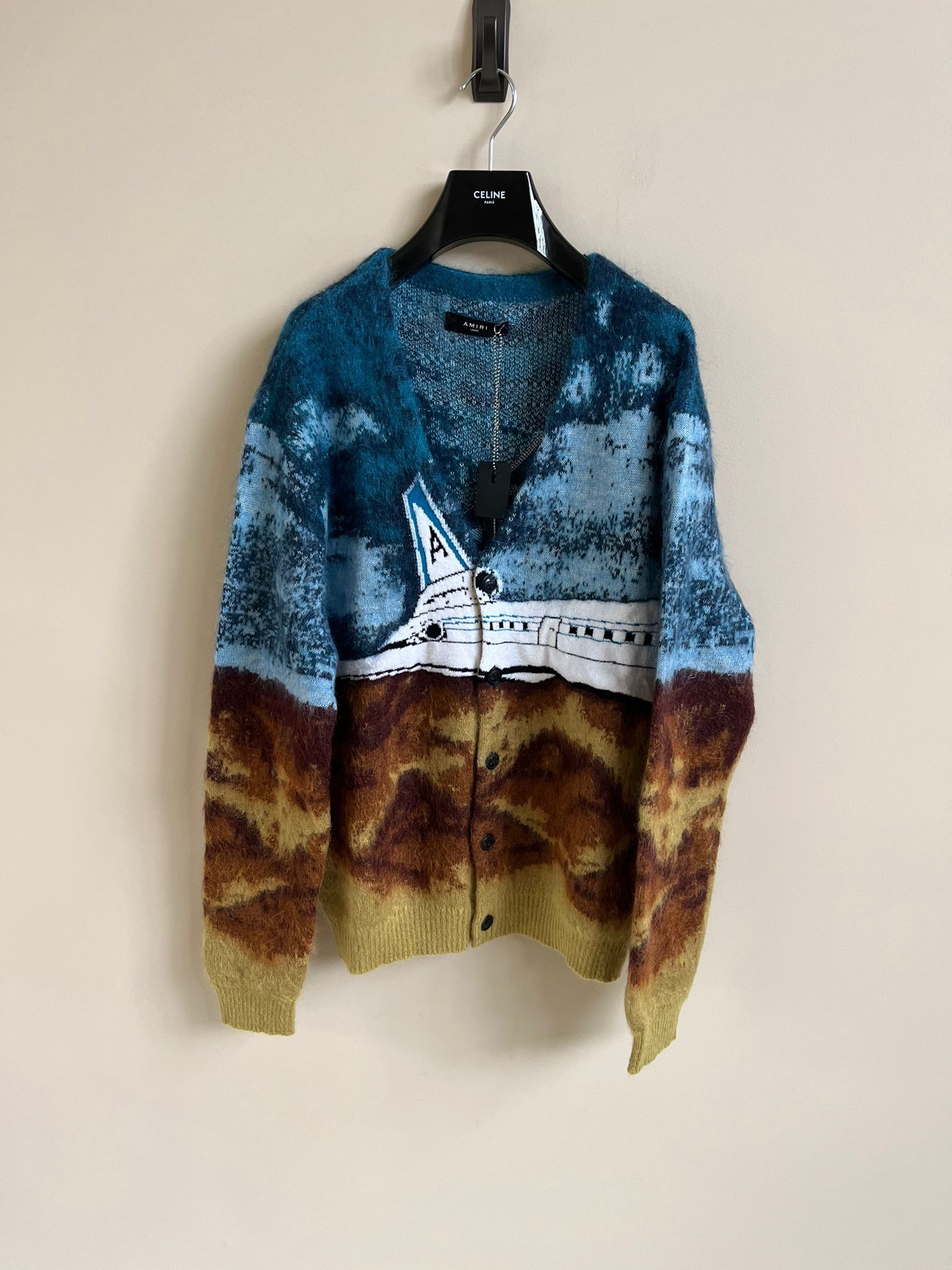 Amiri Airplane Intarsia Cardigan in Roasted Red / Dark Blue Size US L / EU 52-54 / 3 - 2 Thumbnail
