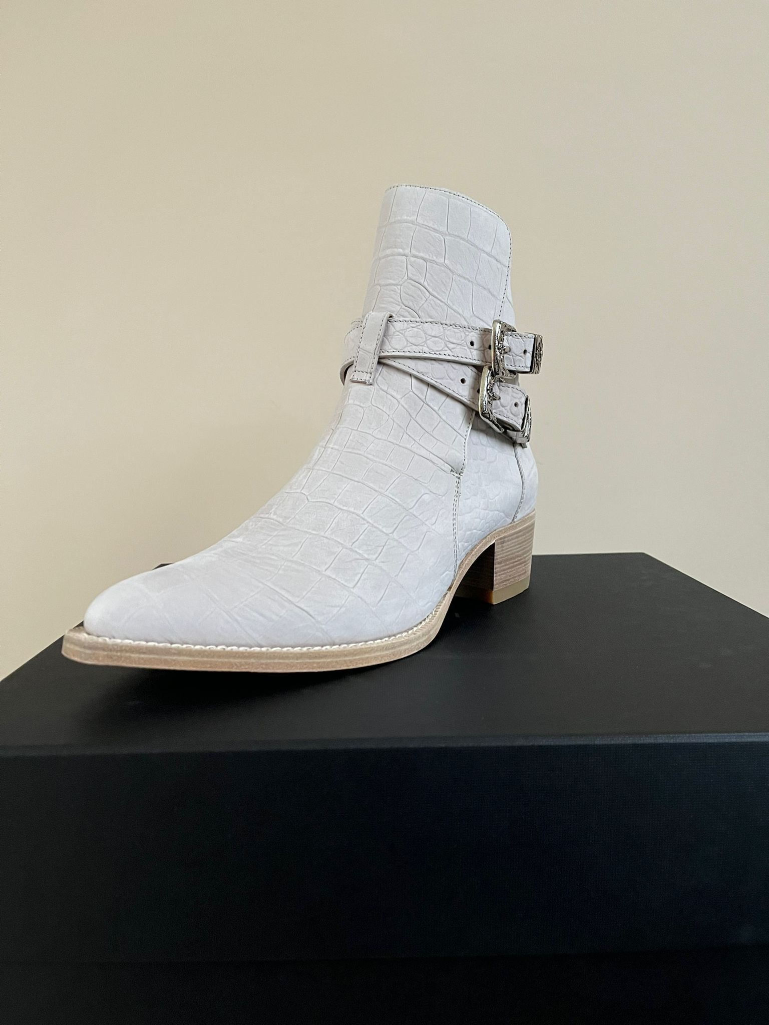 Amiri o1rshd1 roc Embossed Jodhpur Boot in Ivory Size US 13 / EU 46 - 4 Thumbnail