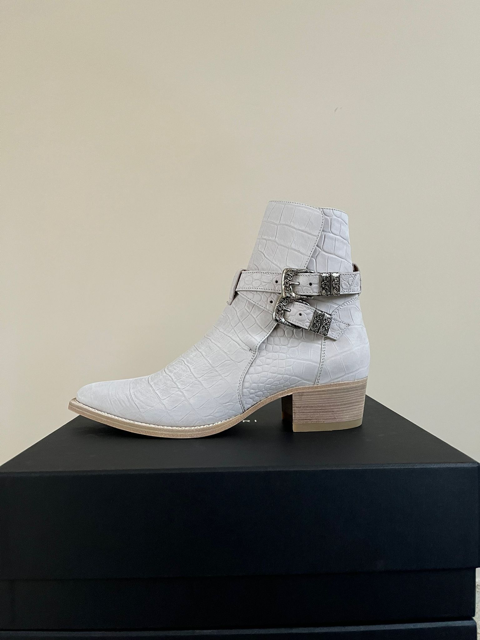 Amiri o1rshd1 roc Embossed Jodhpur Boot in Ivory Size US 13 / EU 46 - 2 Thumbnail