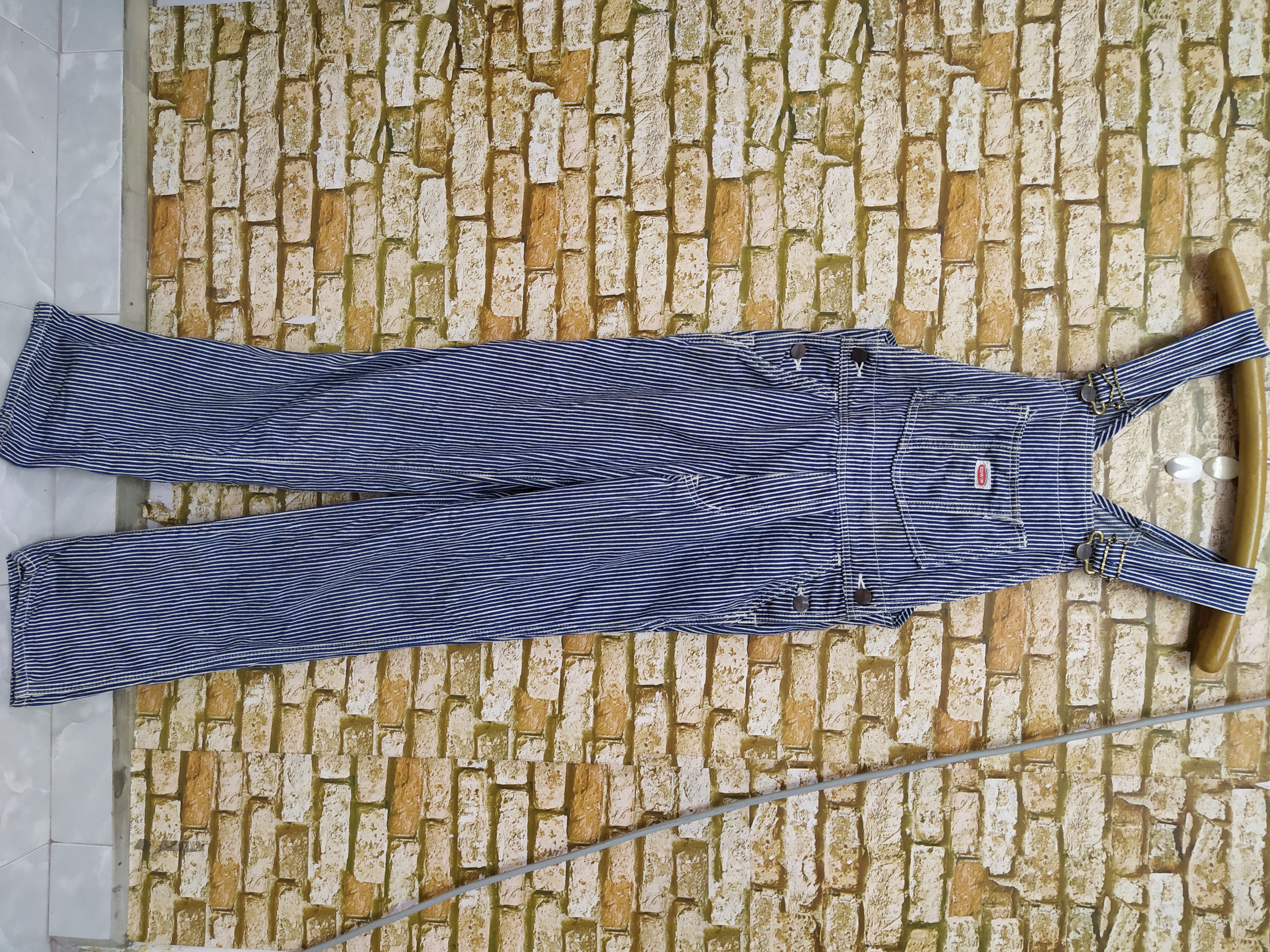 Vintage 1970s Vintage KEY Hickory Stripe Overalls 34x28 Farm Denim