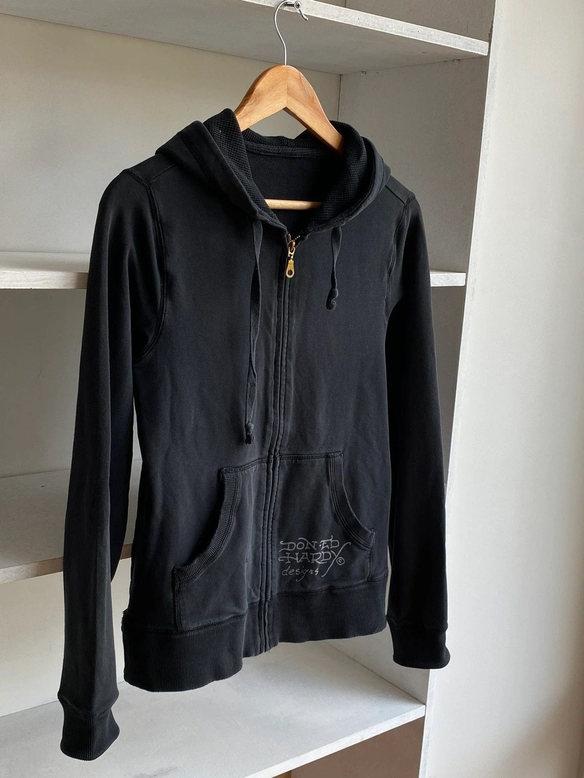 Vintage Ed Hardy Black Woman Zip Hoodie