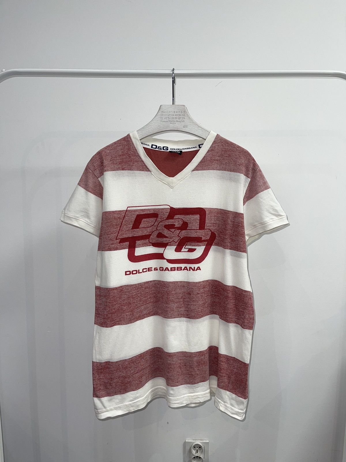 Dolce & Gabbana Dolce & Gabbana Big Logo Striped T-Shirt Size US M / EU 48-50 / 2 - 1 Thumbnail