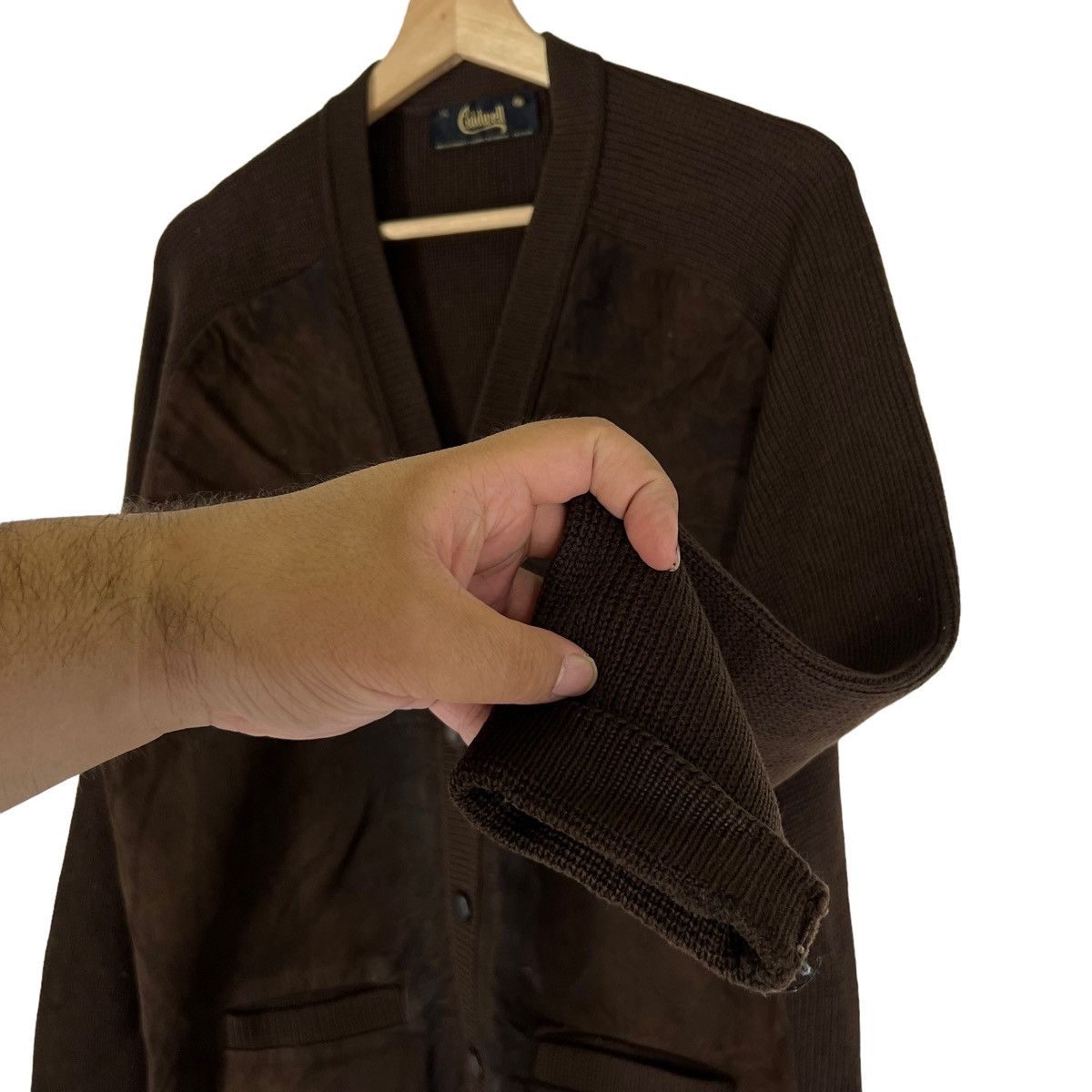 Japanese Brand VINTAGE CARDIGAN GENUINE LEATHER COLDWELL ISSEY MIYAKE Size US L / EU 52-54 / 3 - 6 Thumbnail