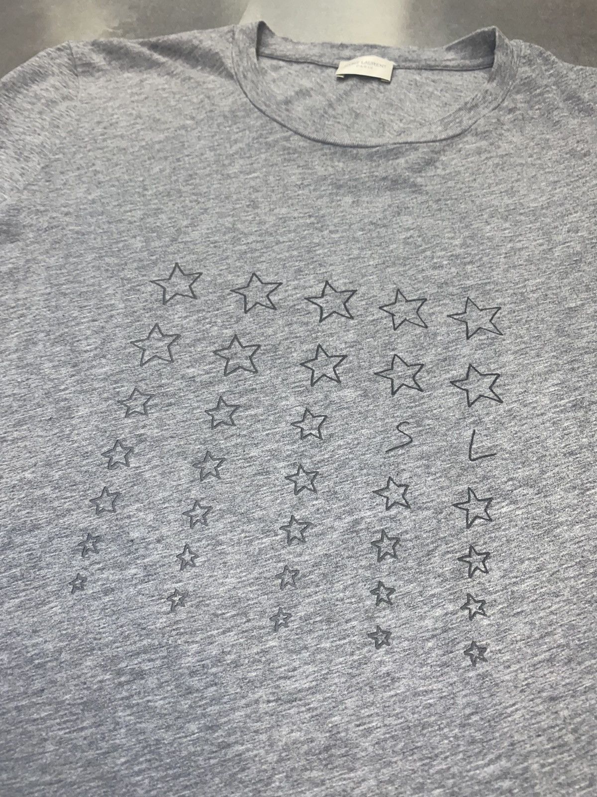 Saint Laurent Paris SS18 Saint Laurent Paris "SL" Star Logo Gray T-Shirt Size US S / EU 44-46 / 1 - 1 Thumbnail