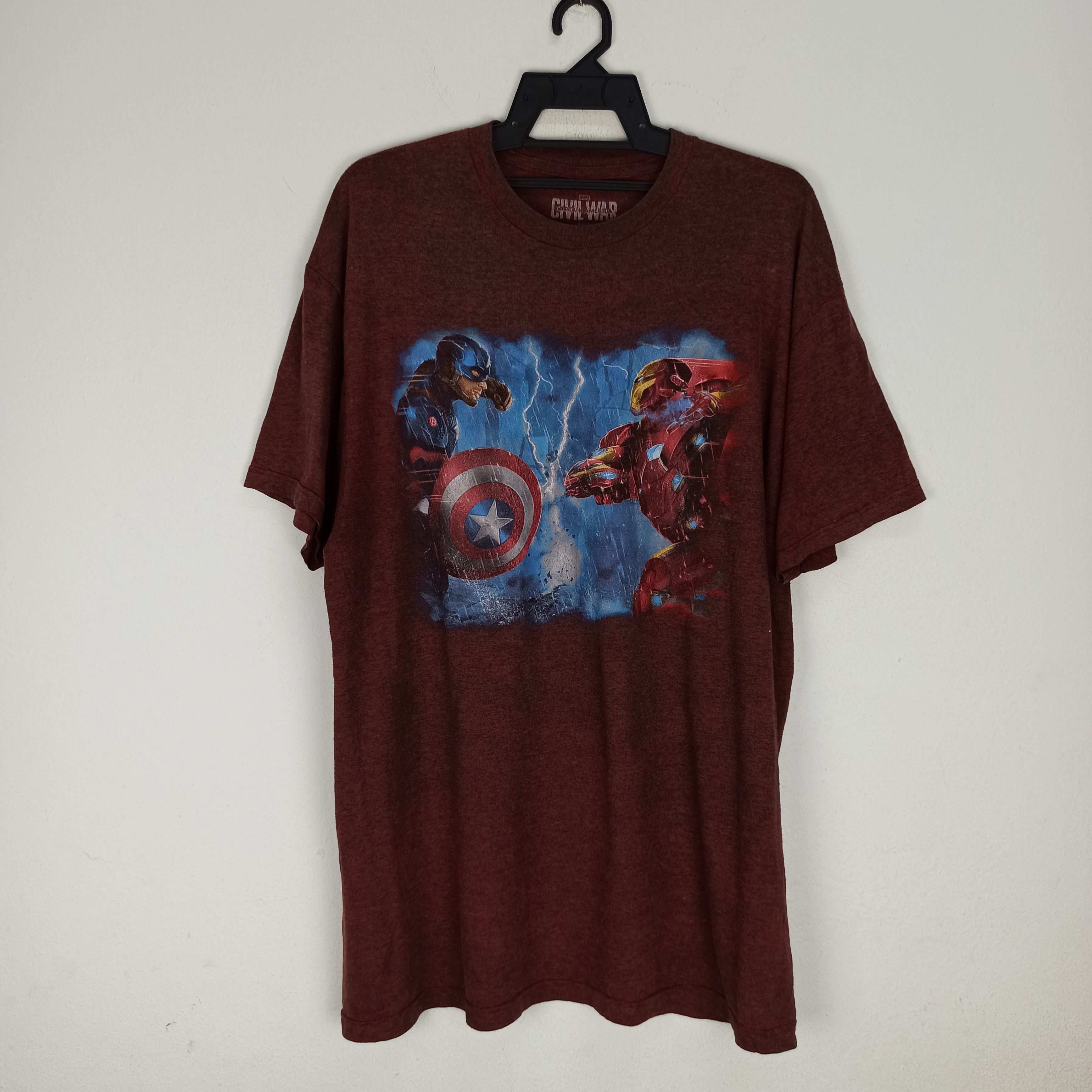 image of Marvel Comics Iron Man Vs Captain America Mad Engine in Maroon, Men's (Size XL)