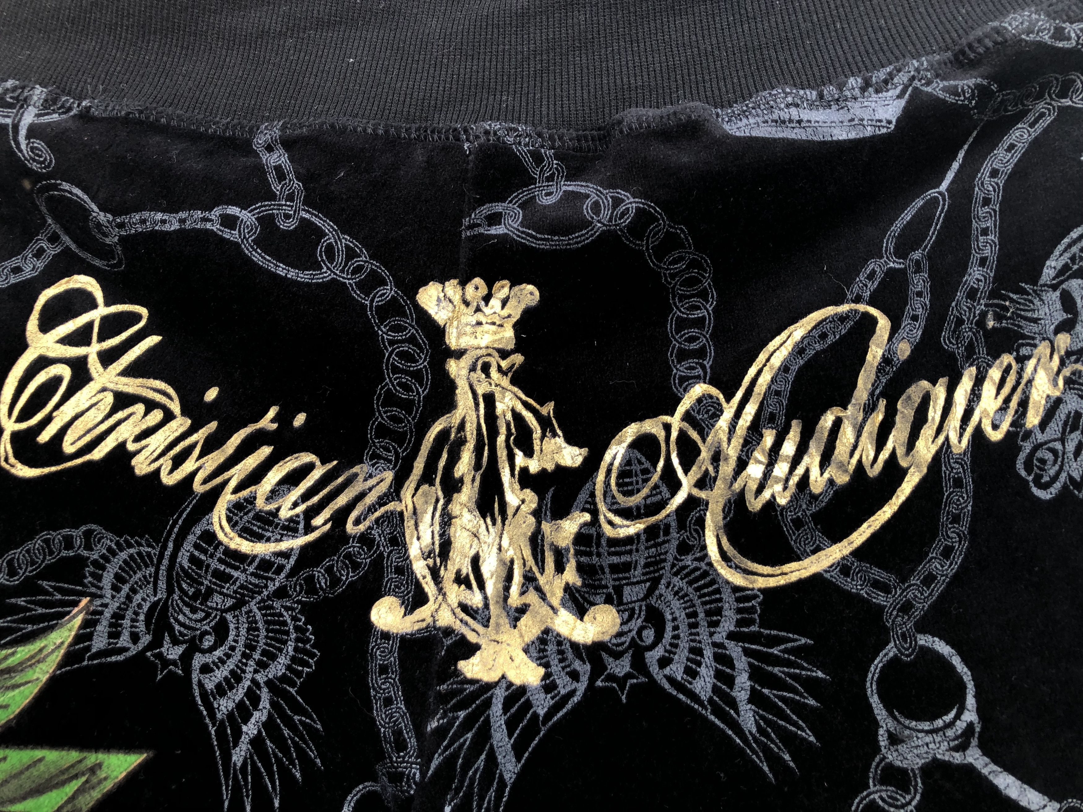 Christian Audigier RARE🔥VELVET FULLPRINT SWEATPANTS Size US 33 - 10 Thumbnail