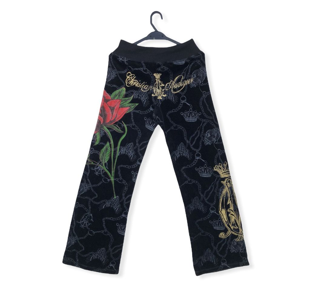 Christian Audigier RARE🔥VELVET FULLPRINT SWEATPANTS Size US 33 - 1 Thumbnail