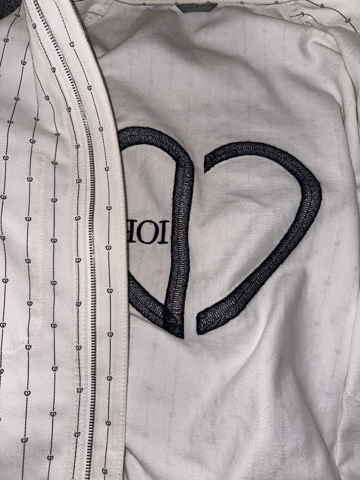 Dior Dior White Pinstriped 'CD Heart' Overshirt Size US M / EU 48-50 / 2 - 4 Thumbnail