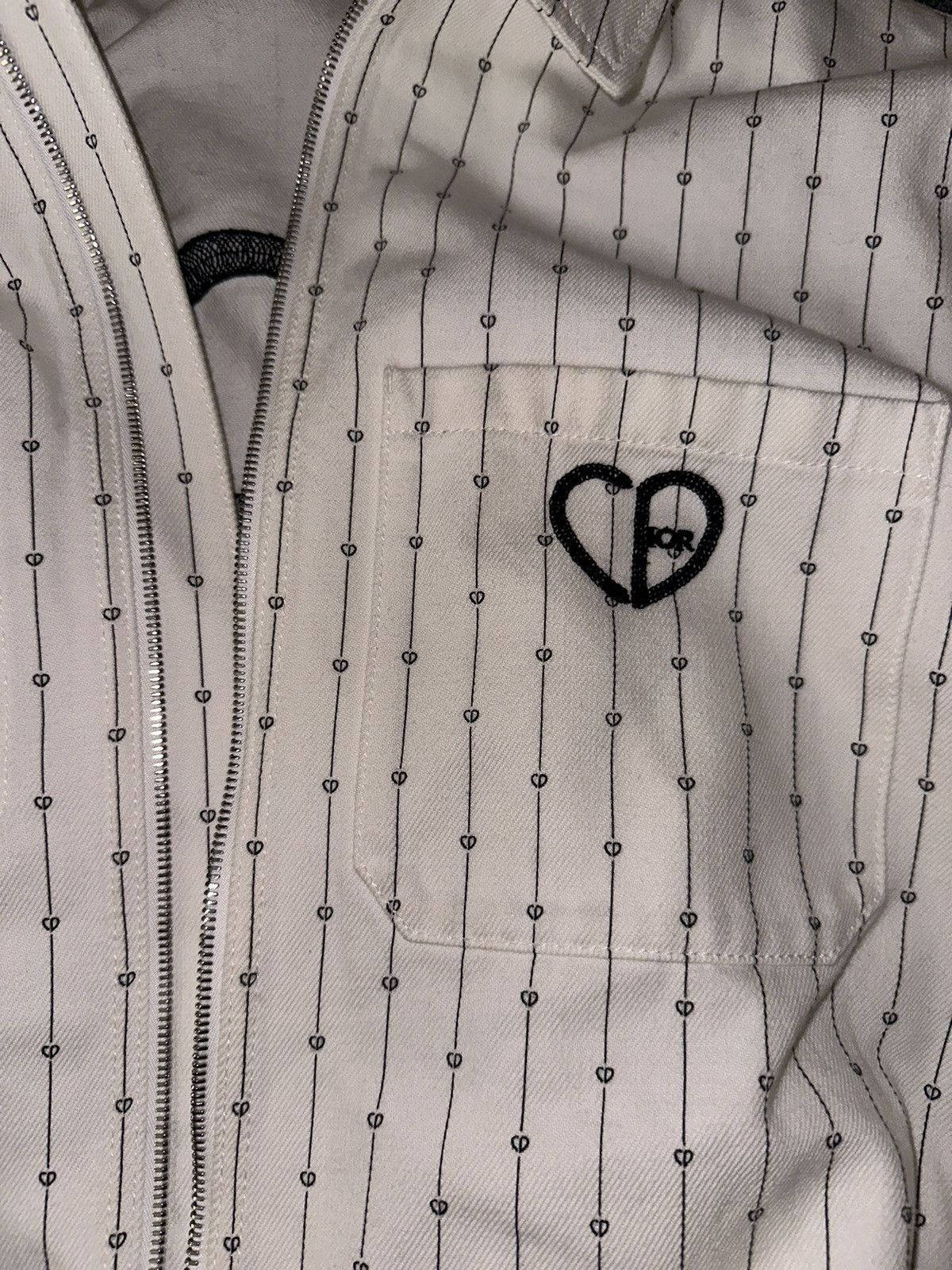 Dior Dior White Pinstriped 'CD Heart' Overshirt Size US M / EU 48-50 / 2 - 5 Thumbnail