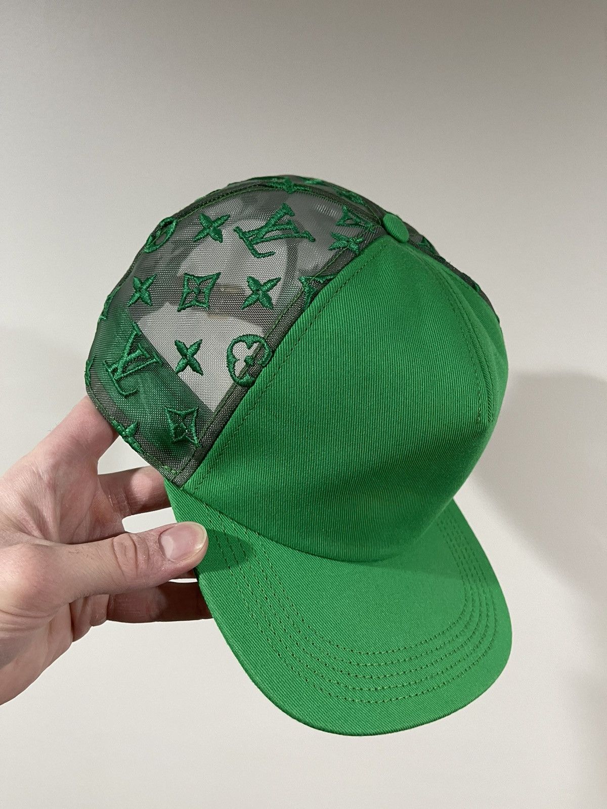 Pre-owned Louis Vuitton X Virgil Fw21 Green Monogram Mesh Trucker Hat