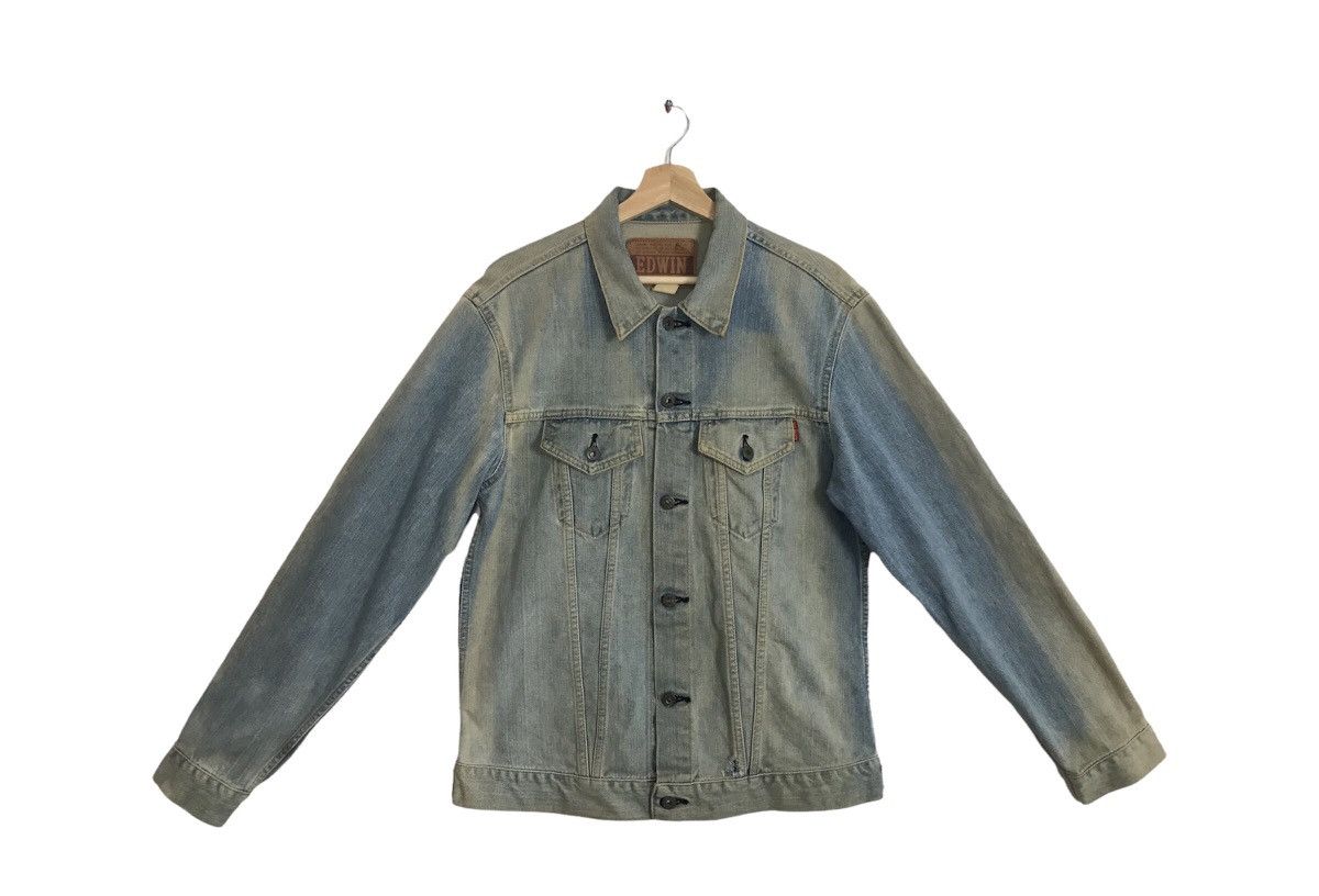 image of Edwin Faded Colour Distressed Jacket Jeans in Blue, Men's (Size Large)
