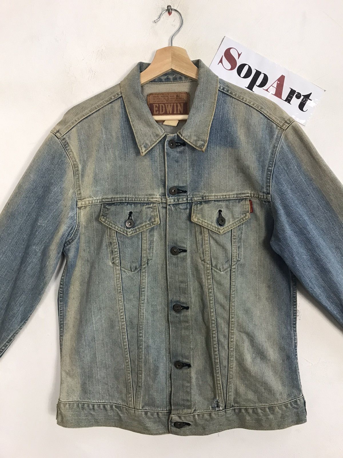 Edwin × Vintage Vintage Edwin Faded Colour Distressed Jacket Jeans Size US L / EU 52-54 / 3 - 3 Thumbnail