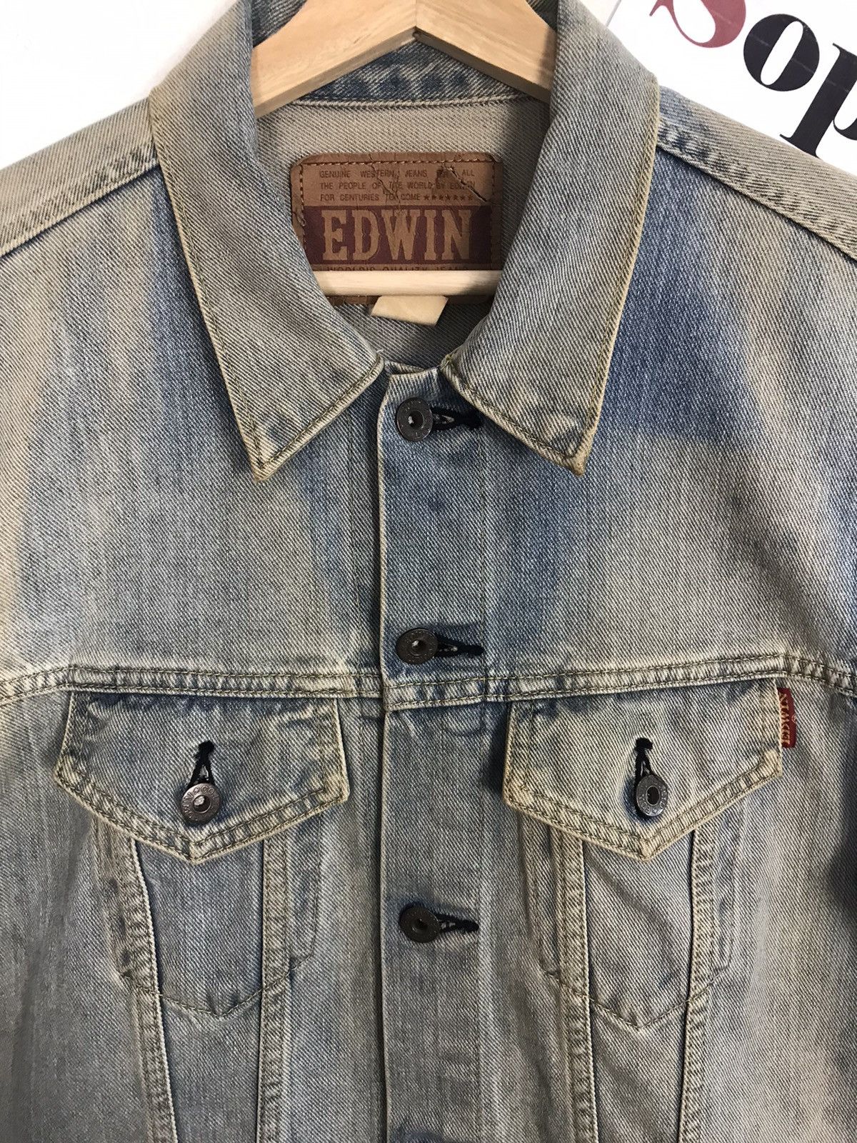 Edwin × Vintage Vintage Edwin Faded Colour Distressed Jacket Jeans Size US L / EU 52-54 / 3 - 5 Thumbnail