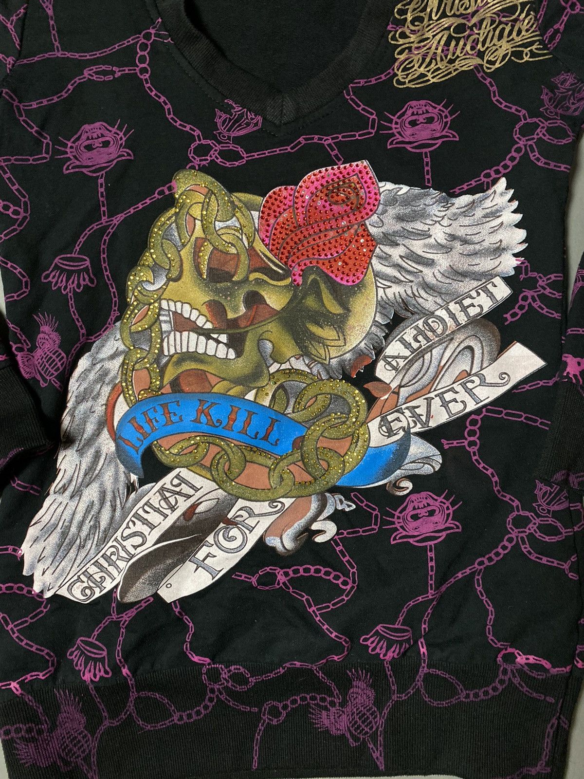 Ed Hardy Christian Audigier vintage black hoodie