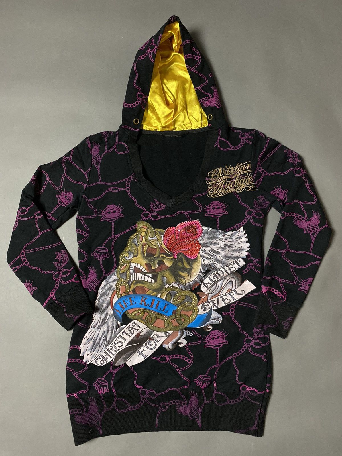 Ed Hardy Christian Audigier vintage black hoodie