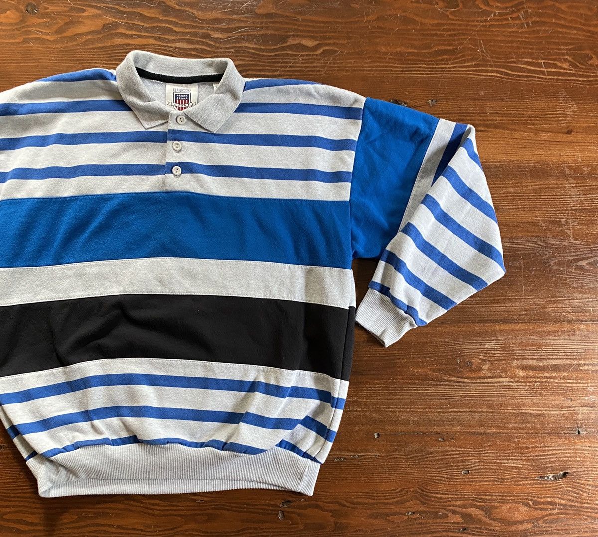 Vintage Vintage 90’s Claybrooke Striped Polo Sweatshirt Size US L / EU 52-54 / 3 - 1 Thumbnail