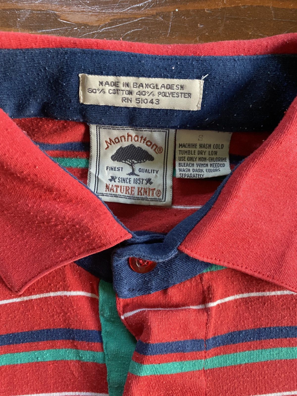 Vintage Vintage 80’s Manhattan Striped Pocket Polo Size US S / EU 44-46 / 1 - 7 Thumbnail