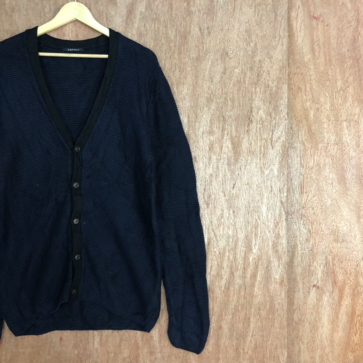 Homespun Knitwear ESprit Dark Blue Cardigan knitwear #c865 Size US L / EU 52-54 / 3 - 5 Thumbnail