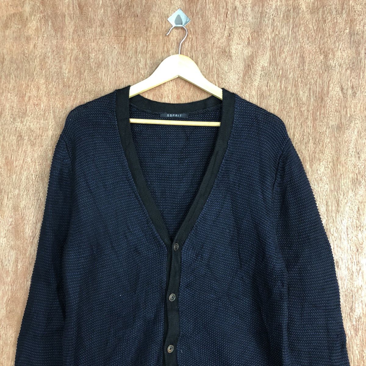 Homespun Knitwear ESprit Dark Blue Cardigan knitwear #c865 Size US L / EU 52-54 / 3 - 2 Thumbnail