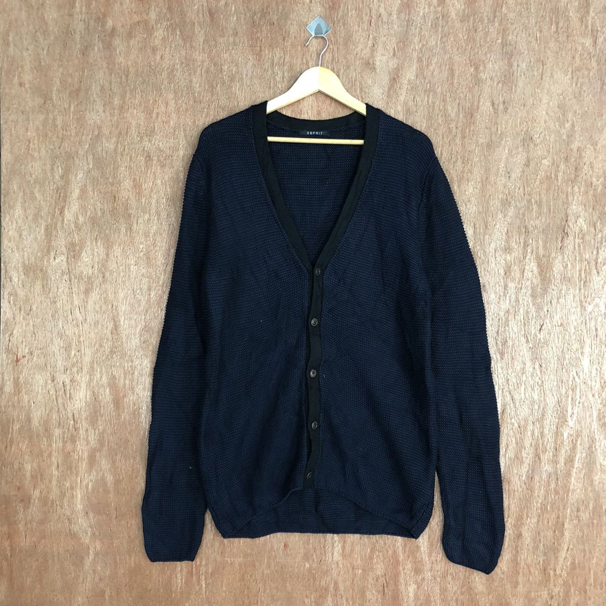 Homespun Knitwear ESprit Dark Blue Cardigan knitwear #c865 Size US L / EU 52-54 / 3 - 1 Thumbnail