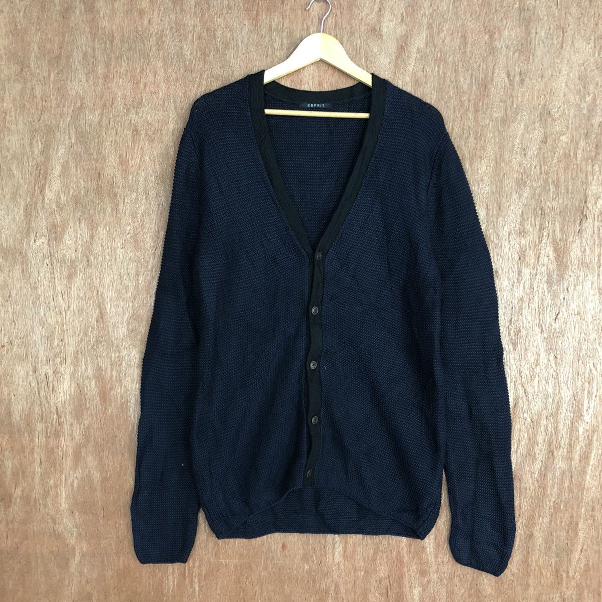 Homespun Knitwear ESprit Dark Blue Cardigan knitwear #c865 Size US L / EU 52-54 / 3 - 3 Thumbnail