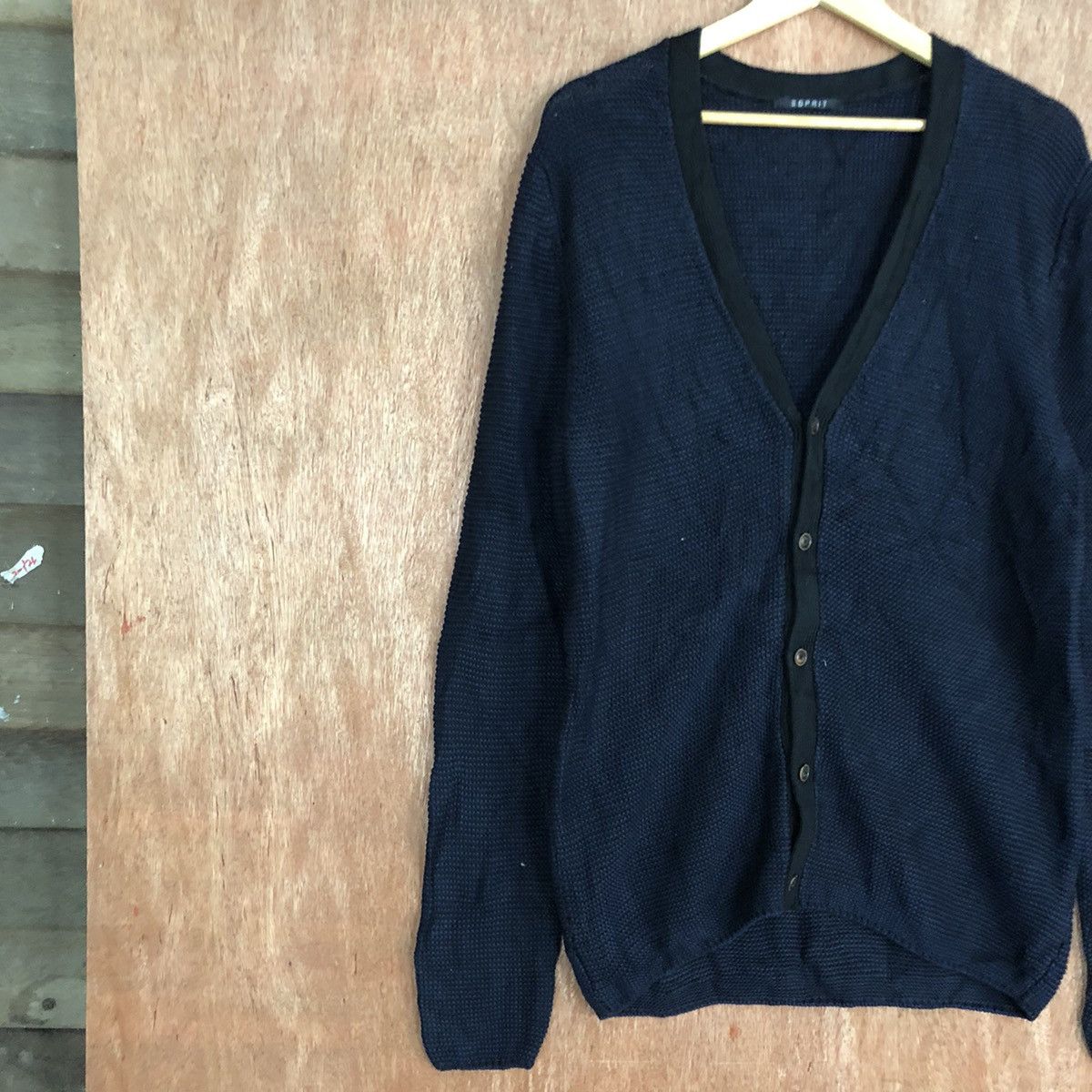 Homespun Knitwear ESprit Dark Blue Cardigan knitwear #c865 Size US L / EU 52-54 / 3 - 7 Thumbnail
