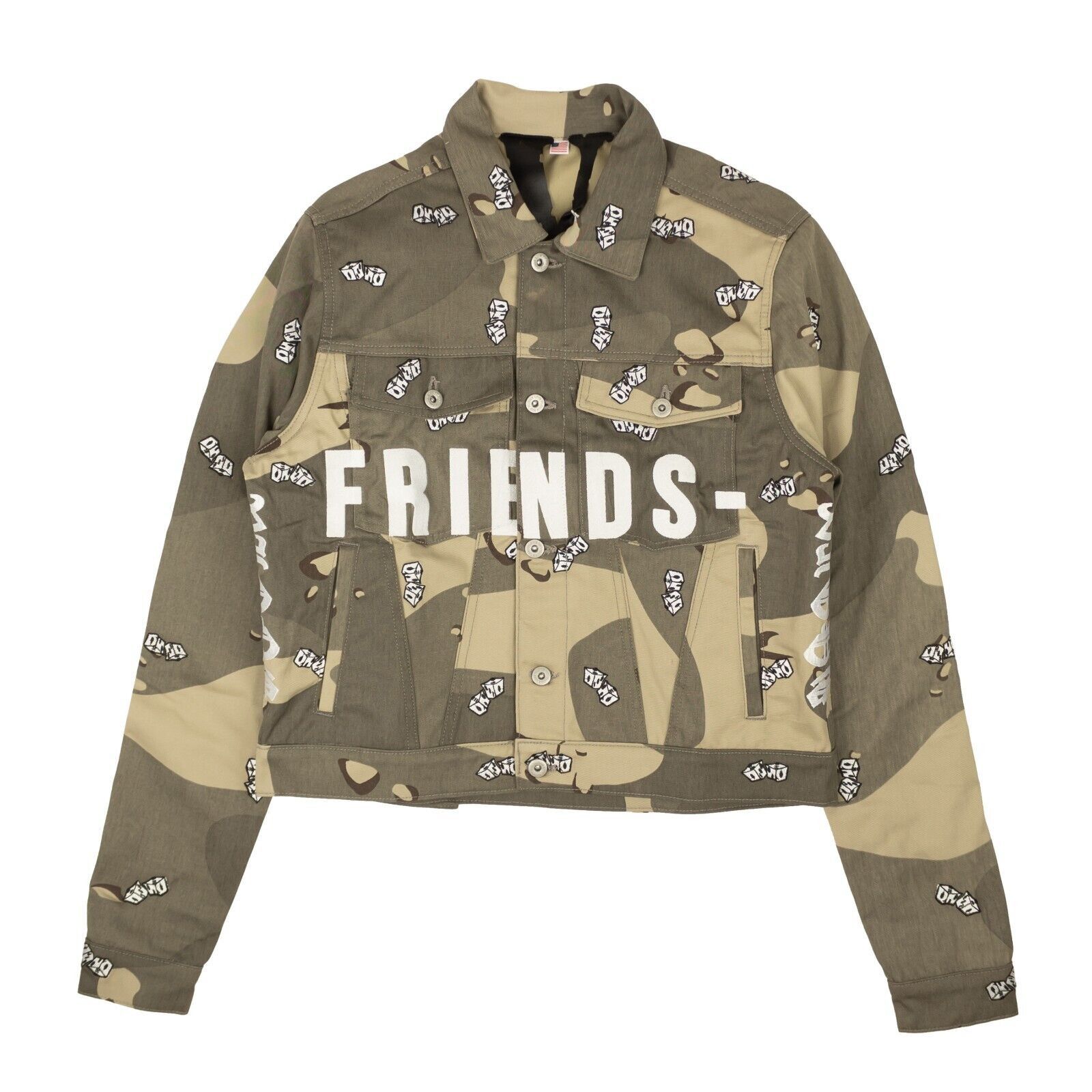 image of Vlone Beige Green Dice Camo Denim Jacket Size S, Men's