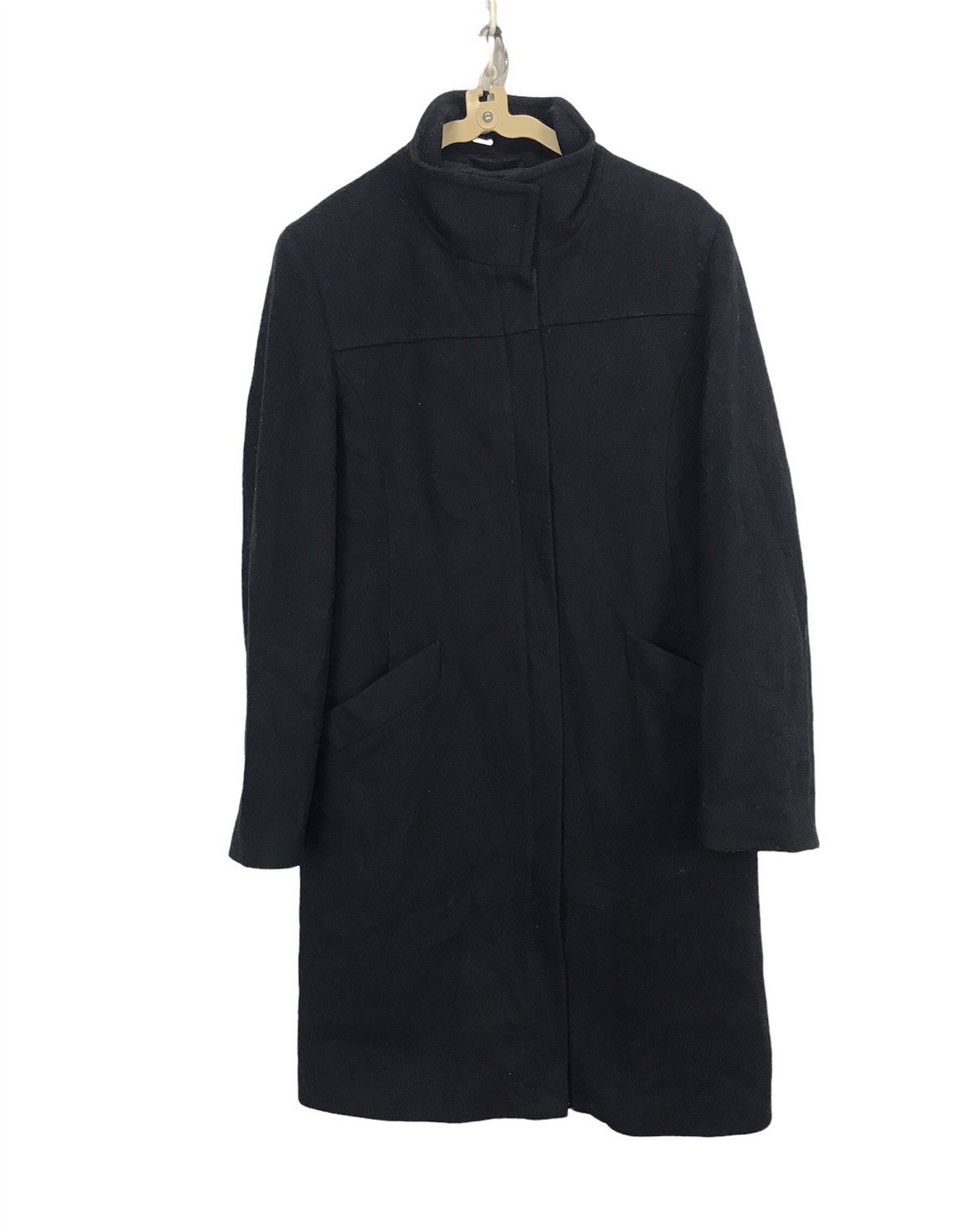 Penny black wool long coat jacket