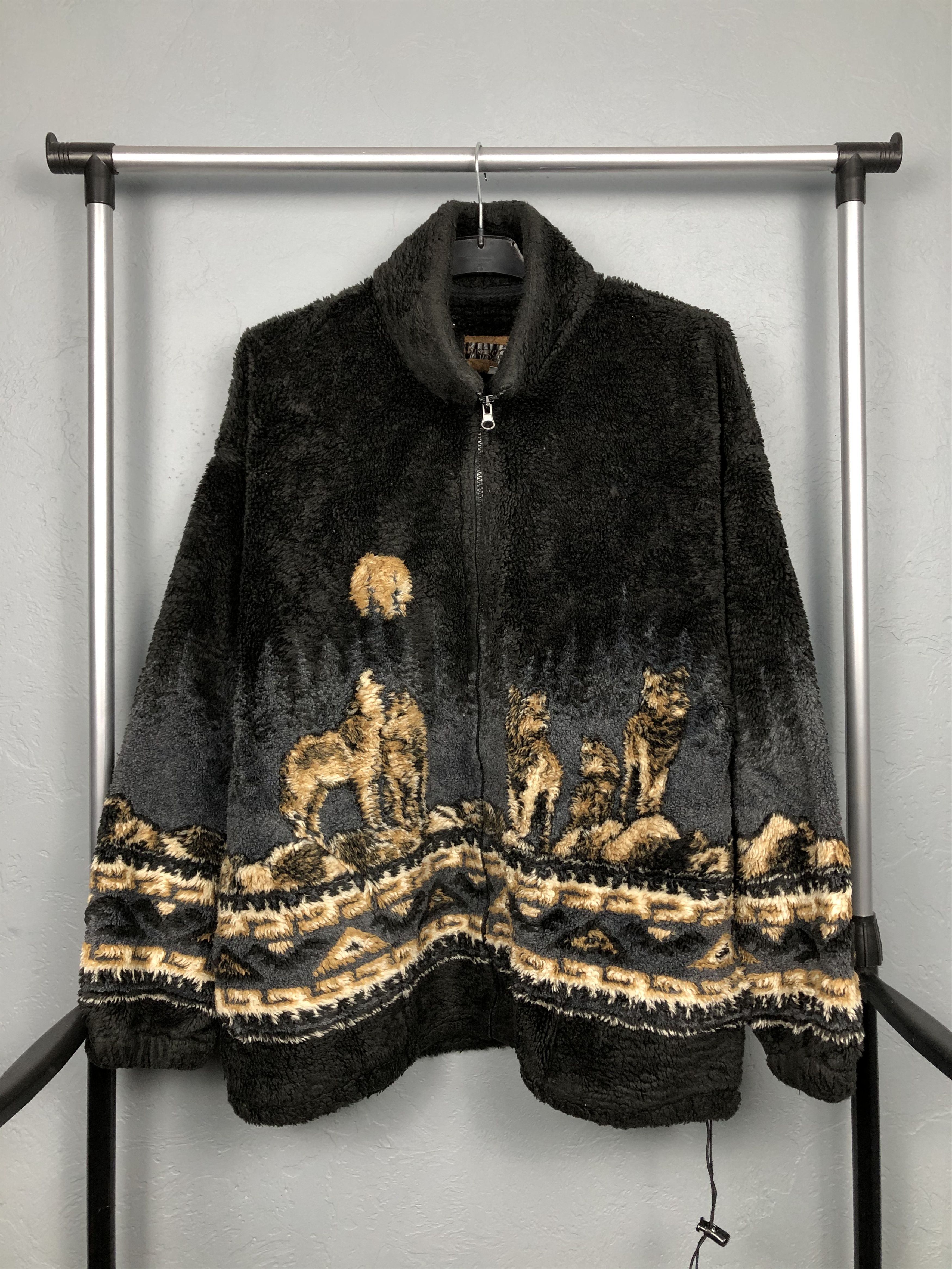 Vintage Vintage Animal WOLF Fleece Jacket Size US XL / EU 56 / 4 - 1 Thumbnail