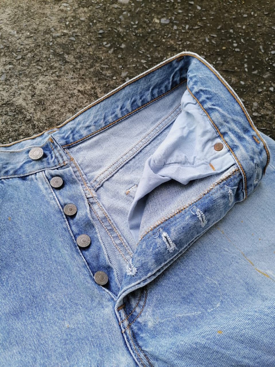 Levi's × Levi's Vintage Clothing Levi's Strauss 501 Fly Button Paint Distressed Denim Jeans Size US 31 - 6 Thumbnail