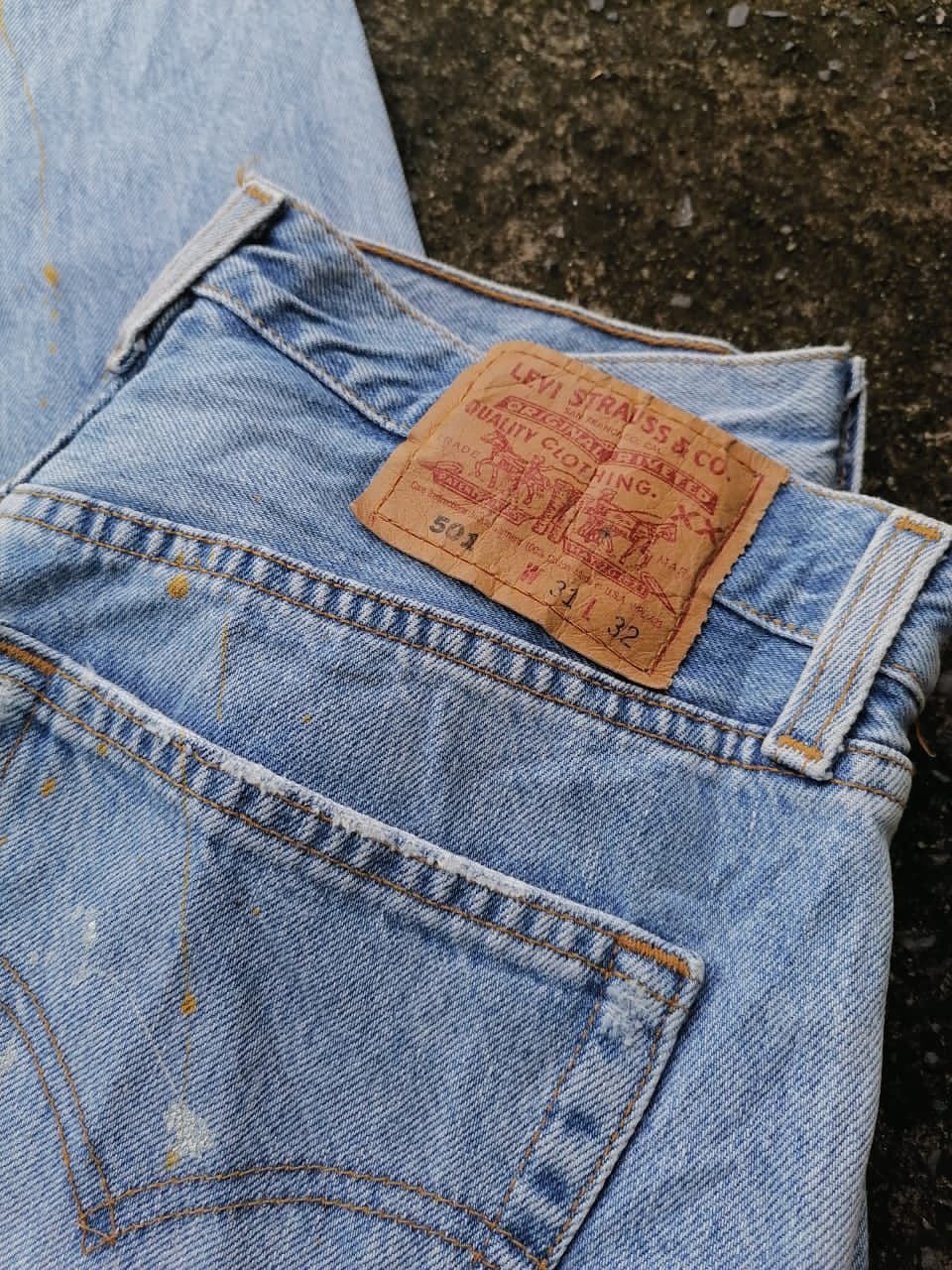 Levi's × Levi's Vintage Clothing Levi's Strauss 501 Fly Button Paint Distressed Denim Jeans Size US 31 - 2 Thumbnail