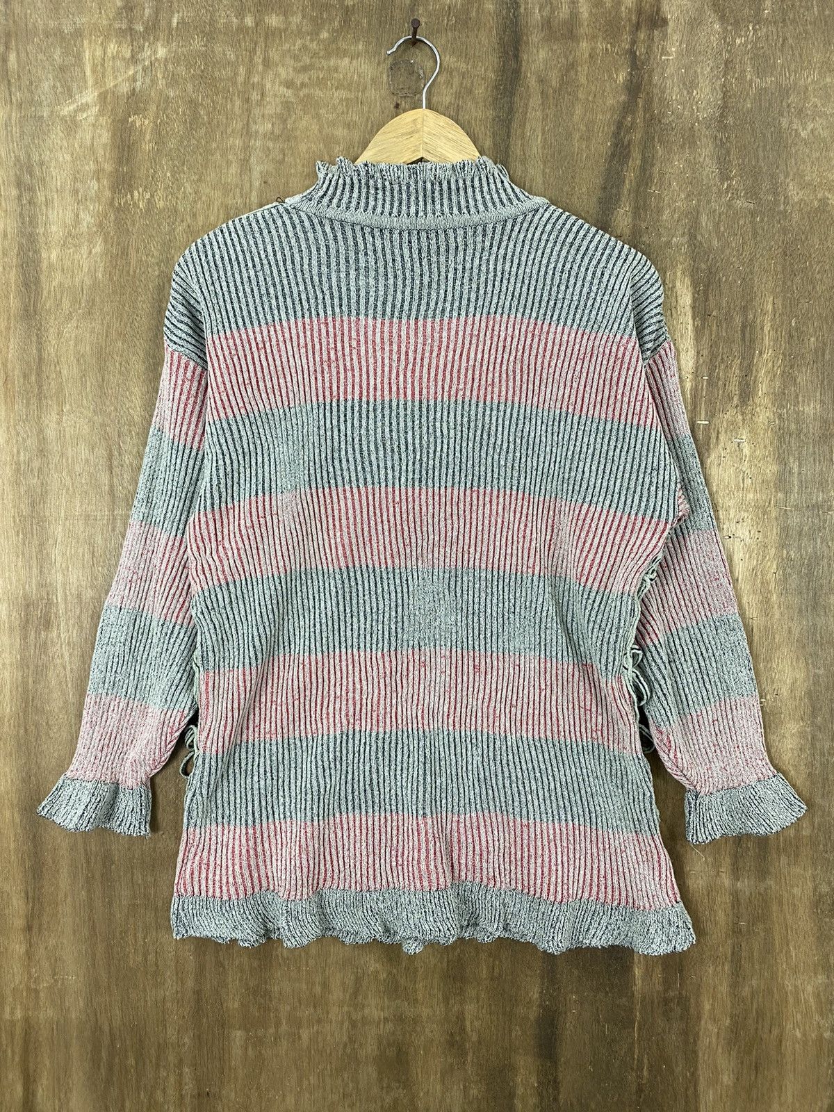 Vintage DL Peeress Mesh Net Striped Knit Like Kurt Cobain #W743 Size M / US 6-8 / IT 42-44 - 4 Thumbnail