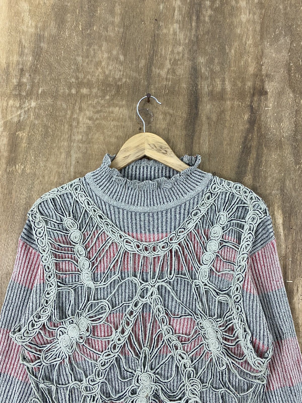 Vintage DL Peeress Mesh Net Striped Knit Like Kurt Cobain #W743 Size M / US 6-8 / IT 42-44 - 2 Thumbnail