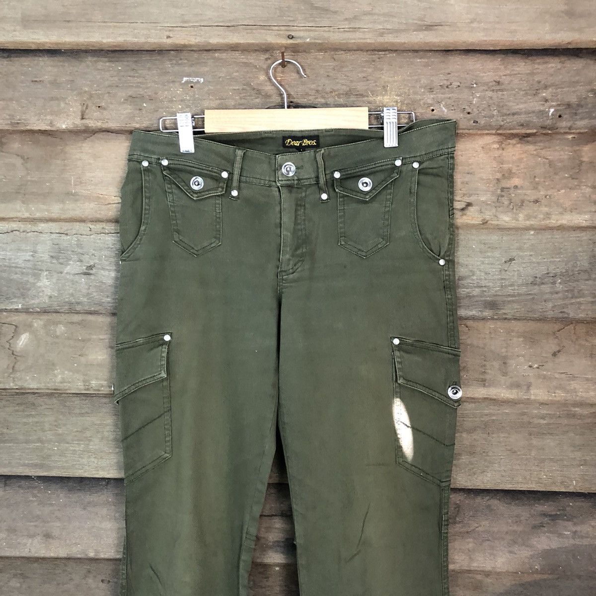 Japanese Brand DLL Dear Bros Green Cargo Multipocket Pants #1504 Size 30" / US 8 / IT 44 - 2 Thumbnail