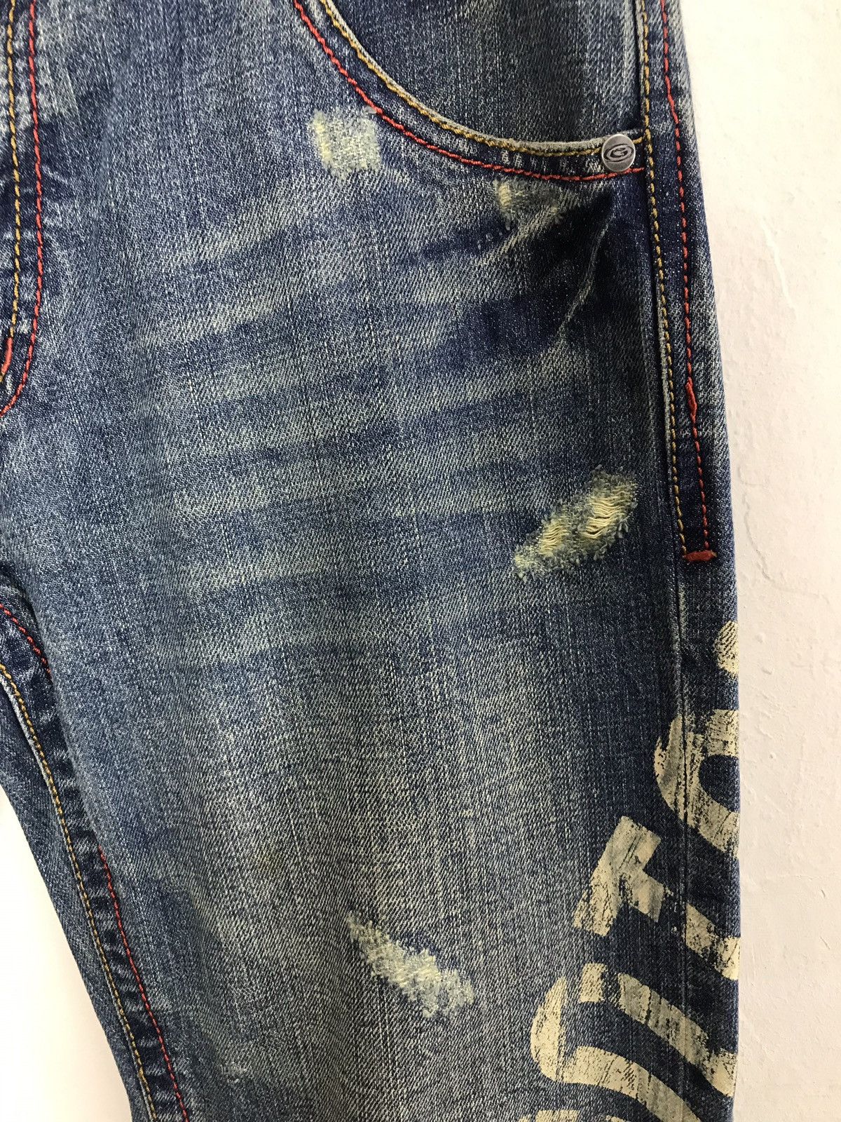 Japanese Brand Vintage Gotcha Surf Printed Denim Jeans Tear Style Size US 32 / EU 48 - 4 Thumbnail