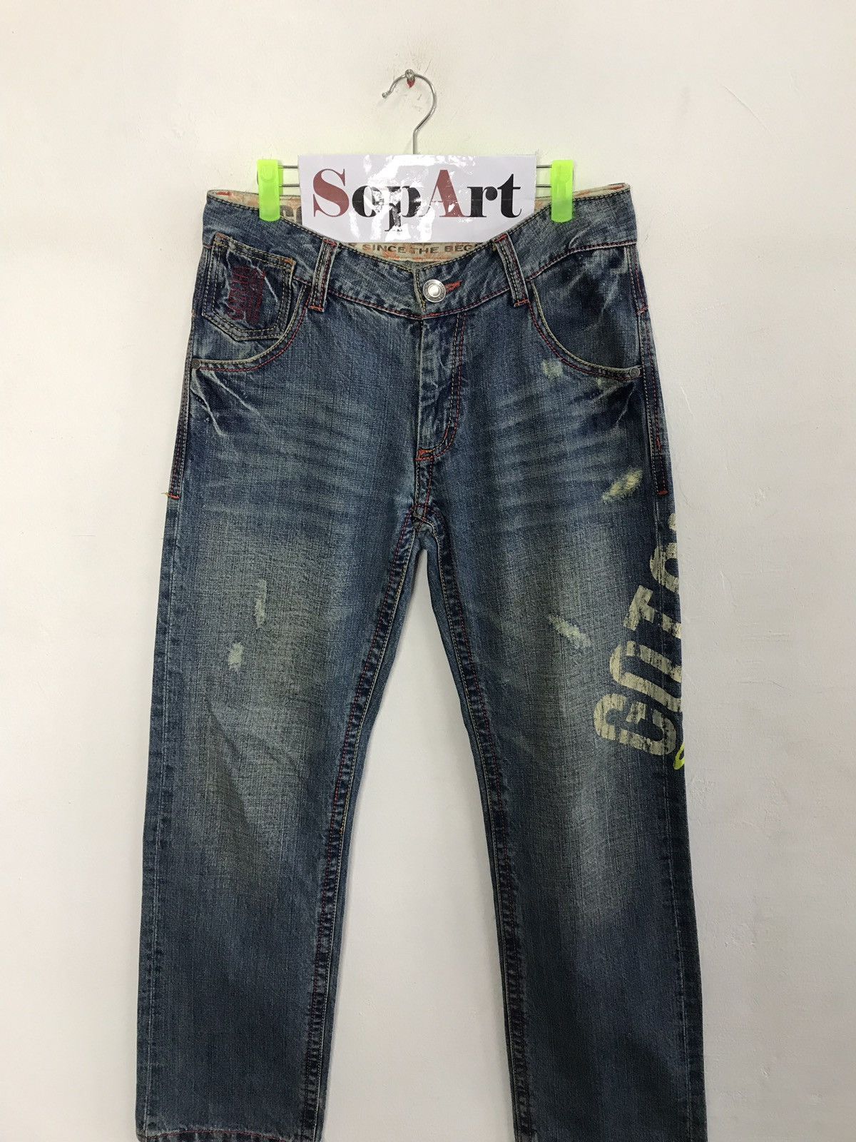 Japanese Brand Vintage Gotcha Surf Printed Denim Jeans Tear Style Size US 32 / EU 48 - 3 Thumbnail