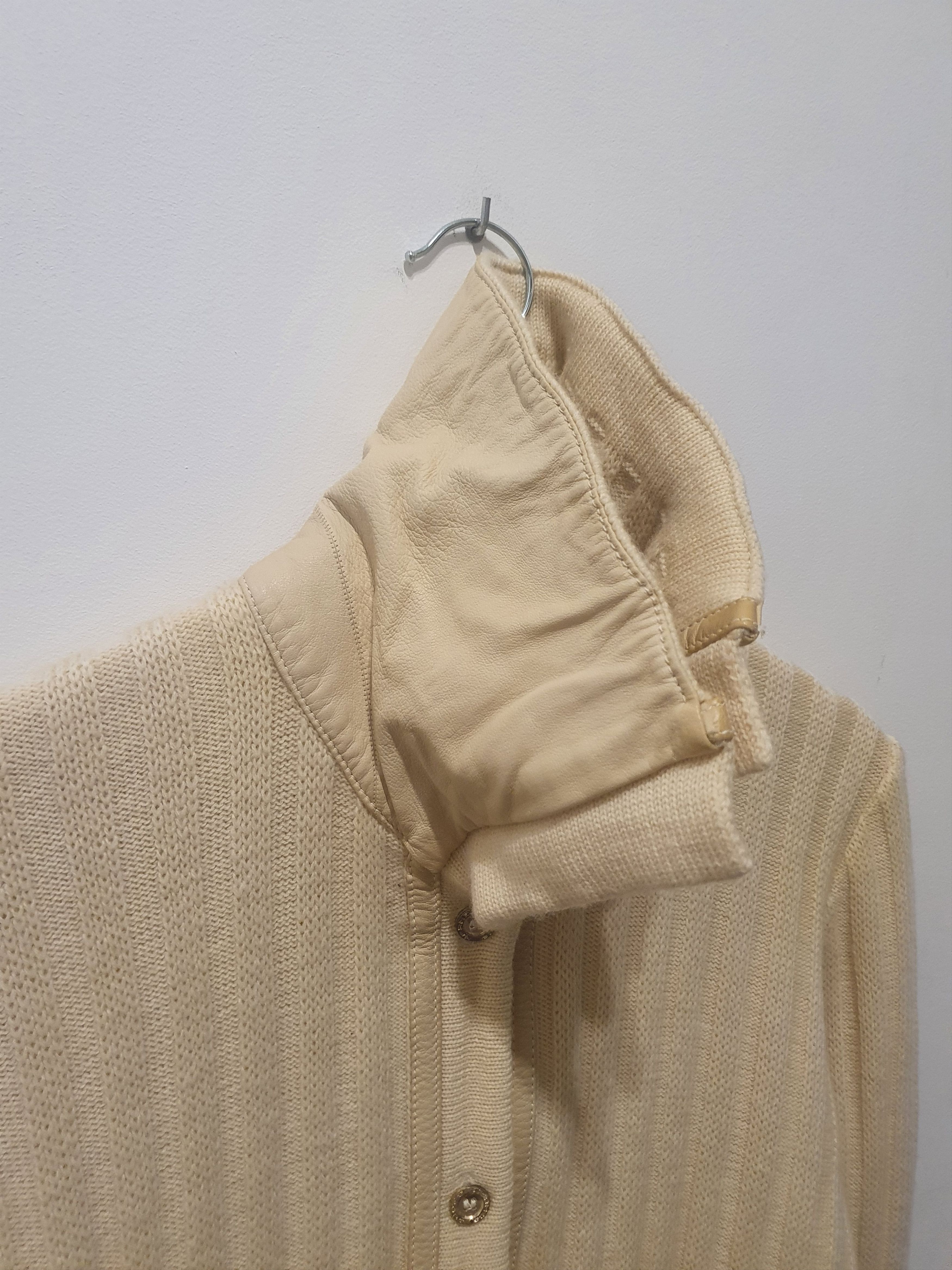 Hermes Vintage hermes sport wool ribbed cardigan with leather trim Size M / US 6-8 / IT 42-44 - 5 Thumbnail