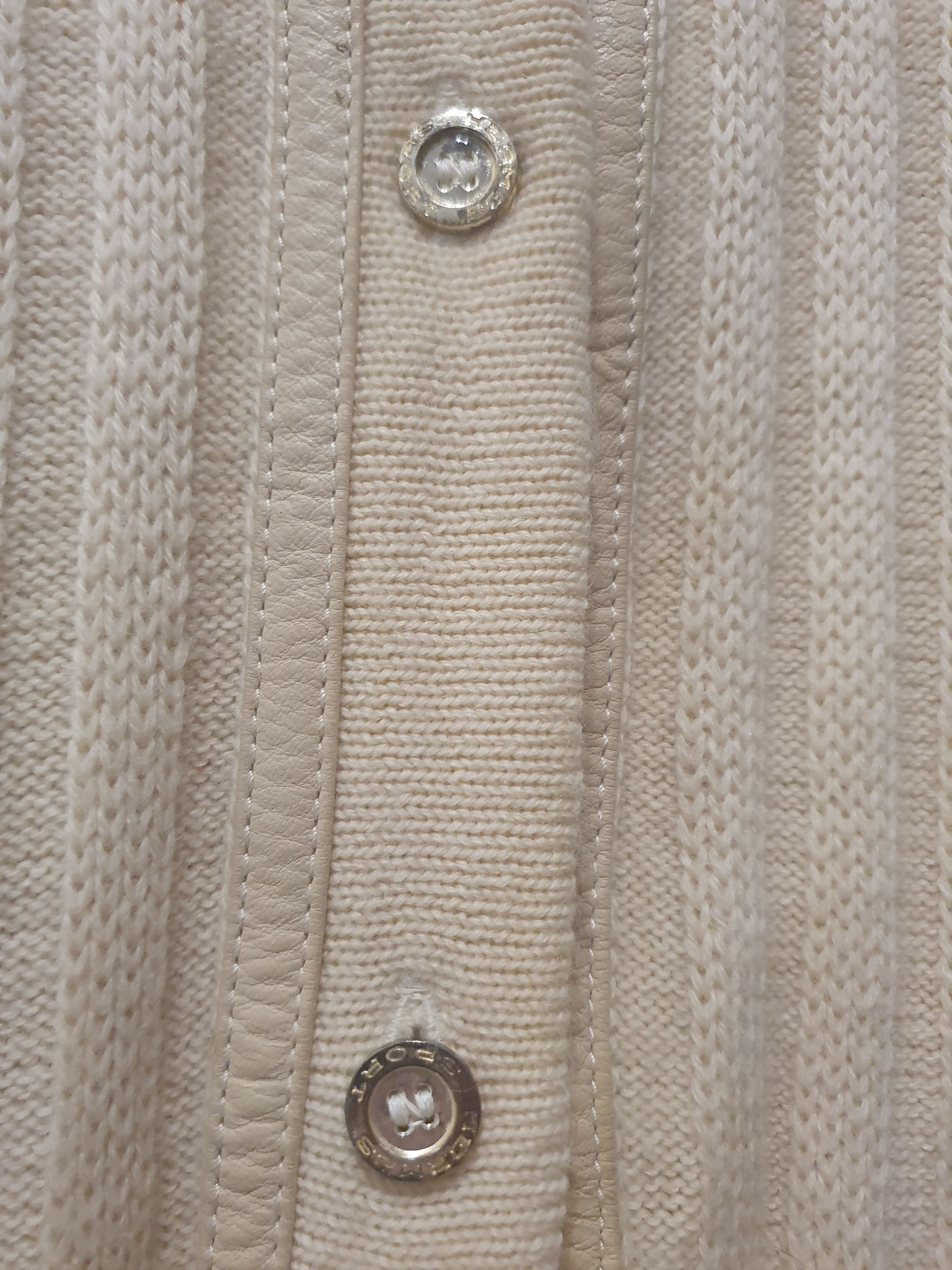 Hermes Vintage hermes sport wool ribbed cardigan with leather trim Size M / US 6-8 / IT 42-44 - 7 Thumbnail