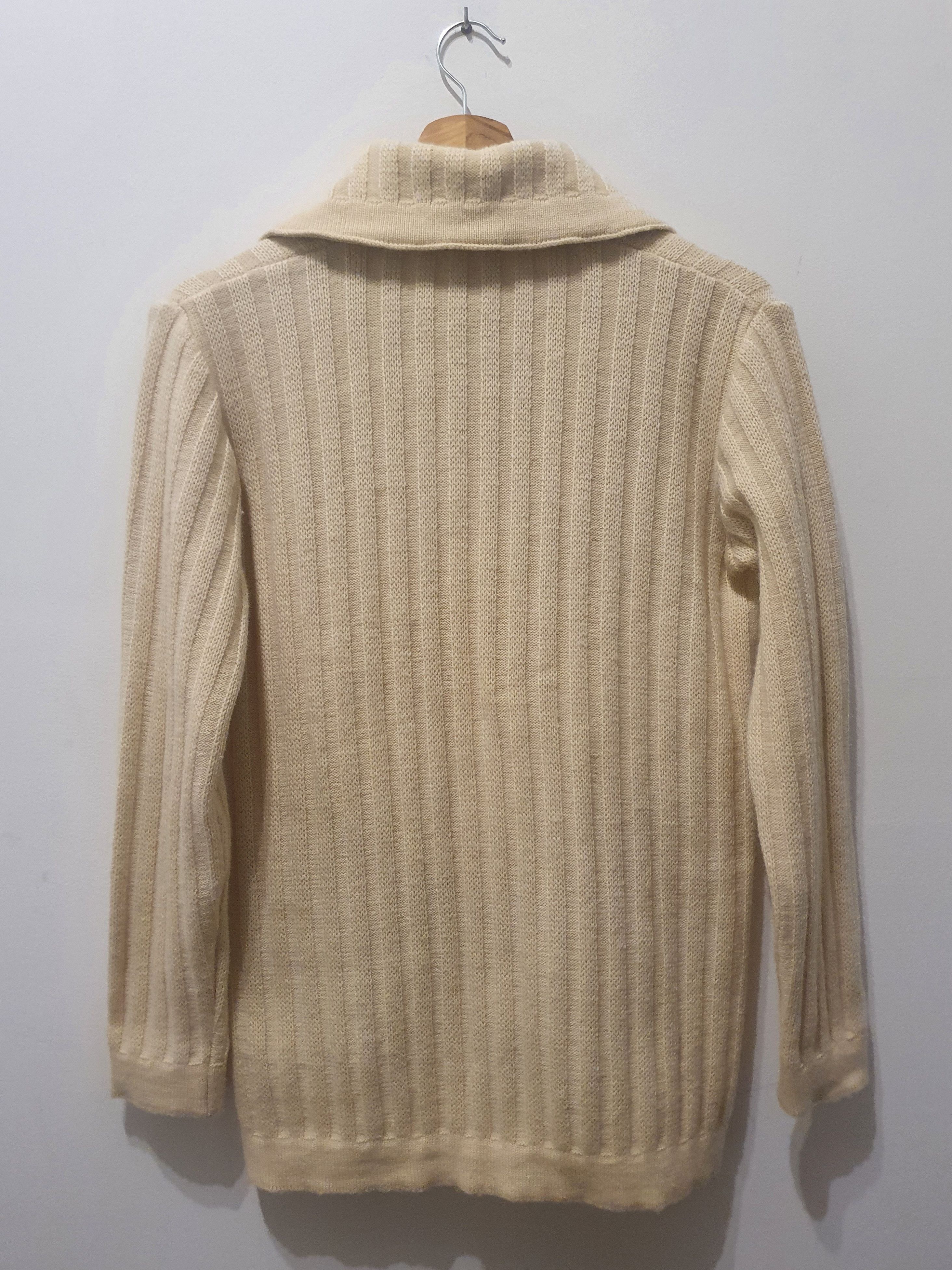 Hermes Vintage hermes sport wool ribbed cardigan with leather trim Size M / US 6-8 / IT 42-44 - 2 Thumbnail