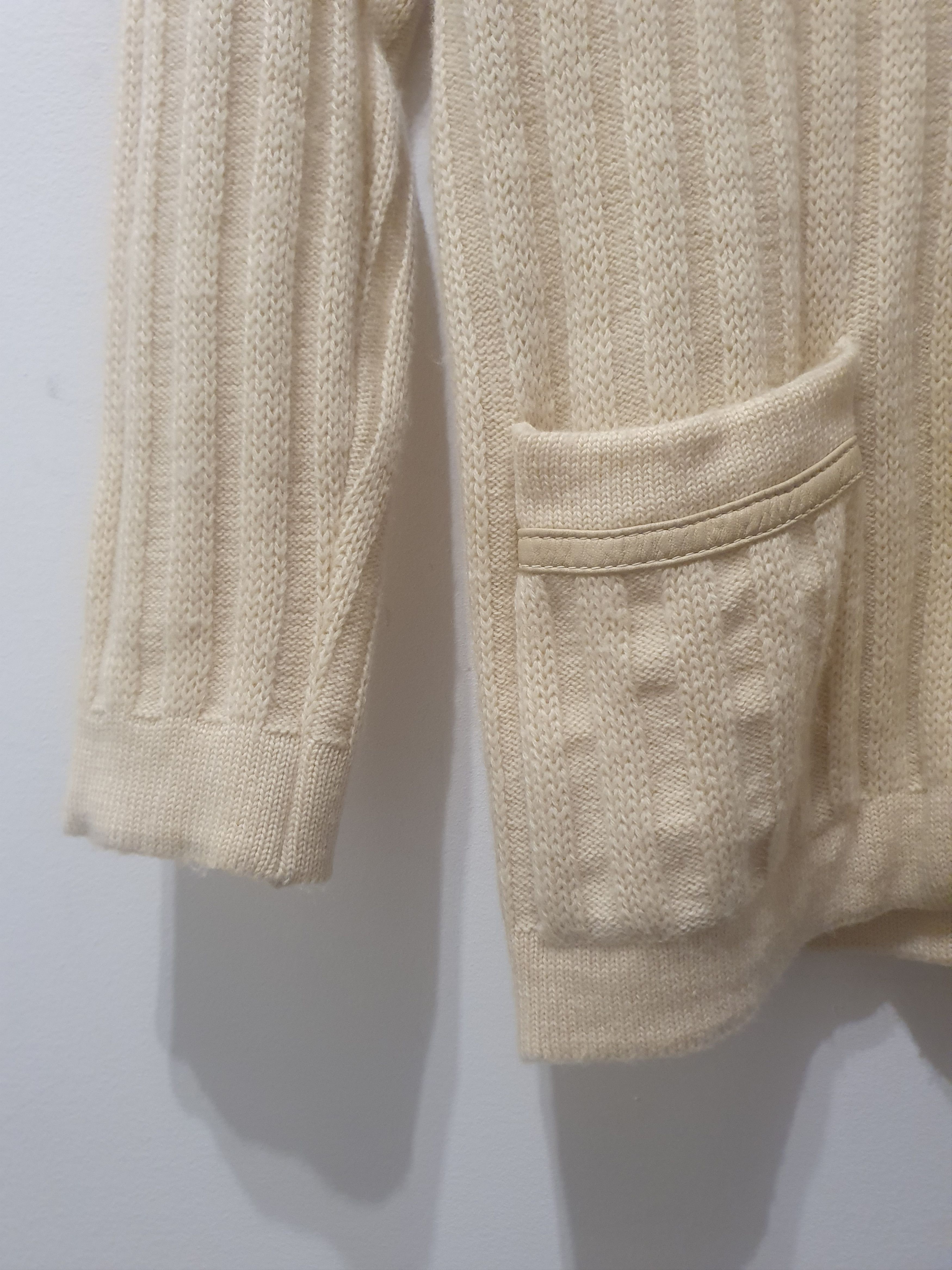 Hermes Vintage hermes sport wool ribbed cardigan with leather trim Size M / US 6-8 / IT 42-44 - 6 Thumbnail