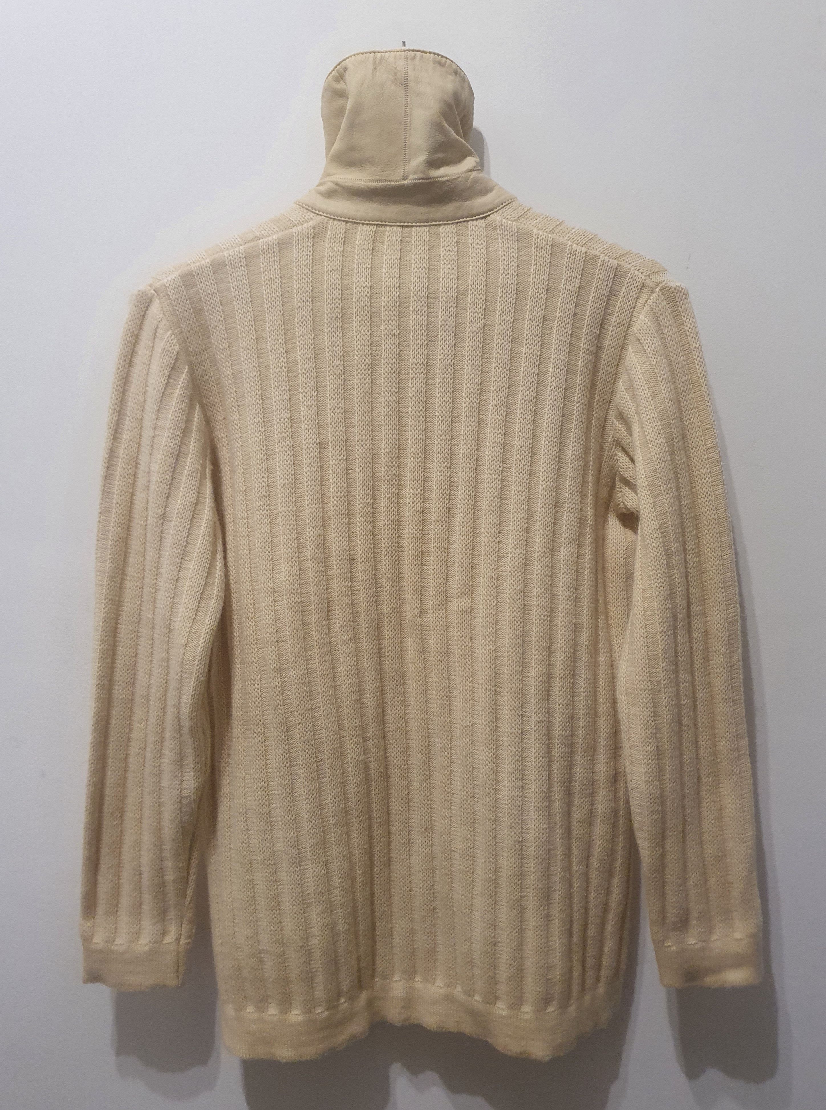 Hermes Vintage hermes sport wool ribbed cardigan with leather trim Size M / US 6-8 / IT 42-44 - 4 Thumbnail