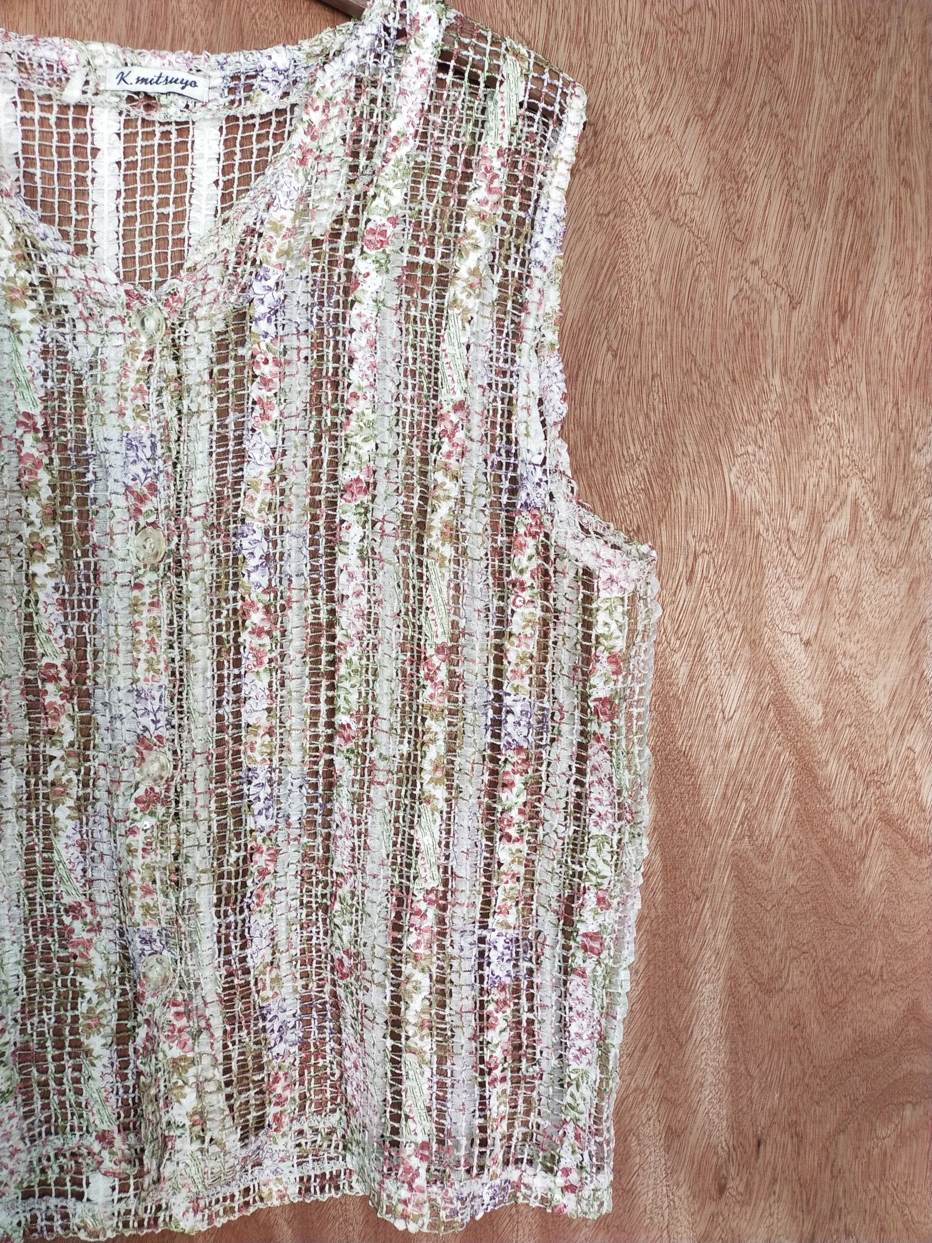 Homespun Knitwear K. Mitsuya japan meshnet crochet sexy Knitwear#S196DLL Size US M / EU 48-50 / 2 - 4 Thumbnail